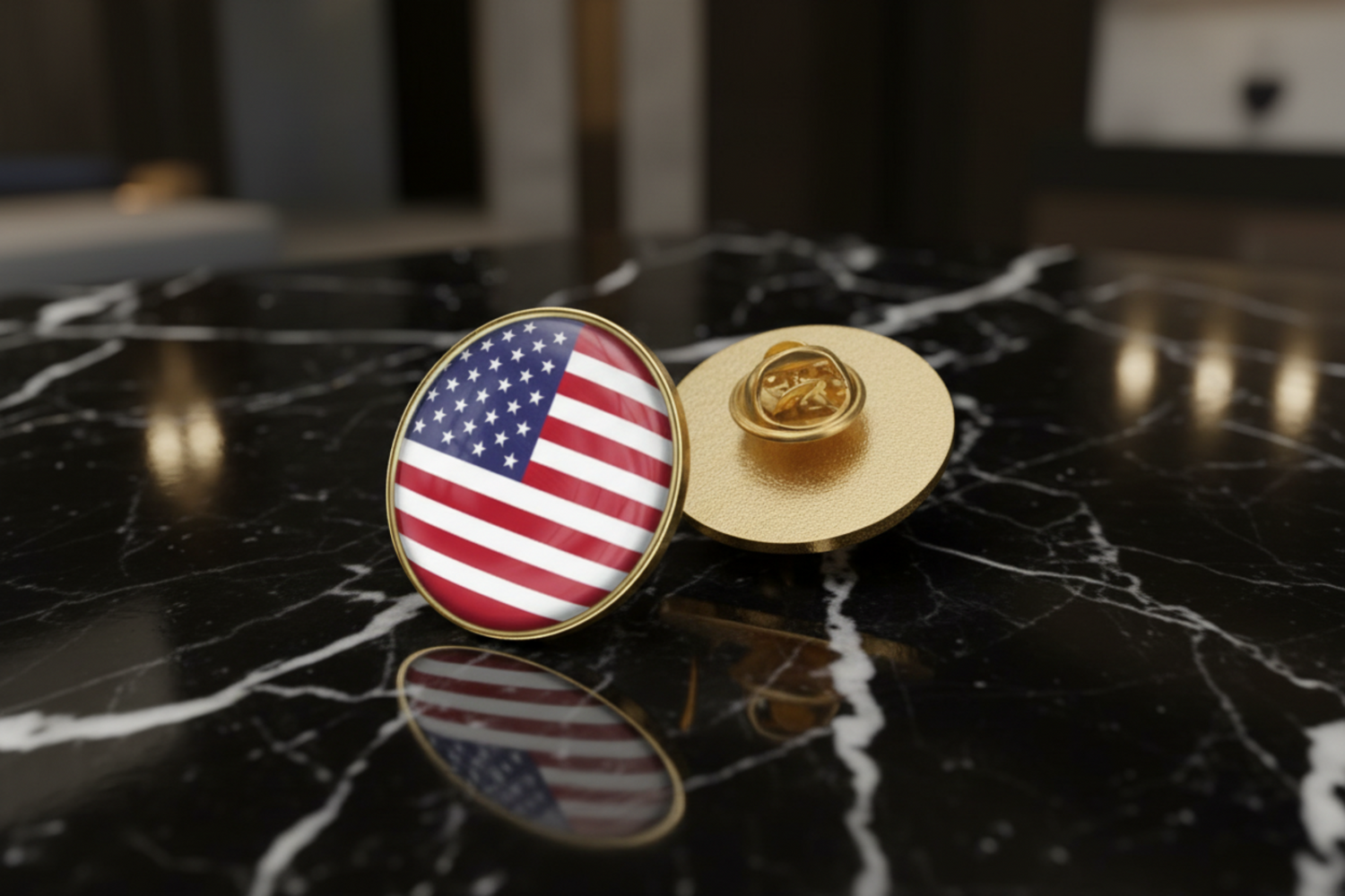 circular American flag lapel pin