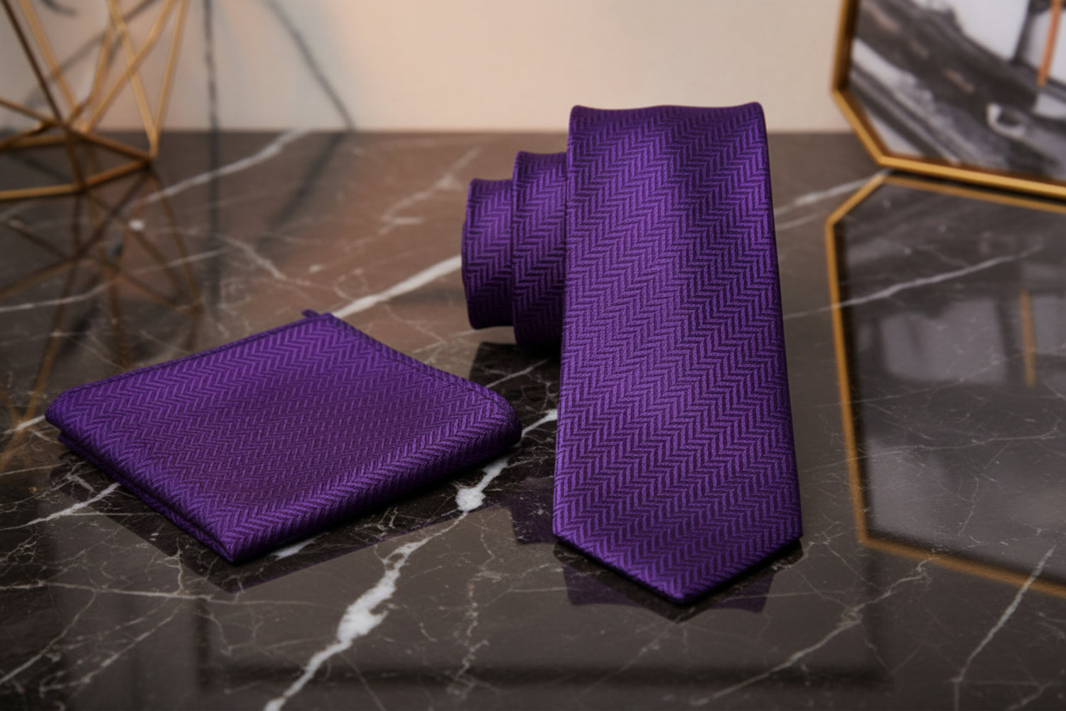 Purple Necktie with Square Alt View
