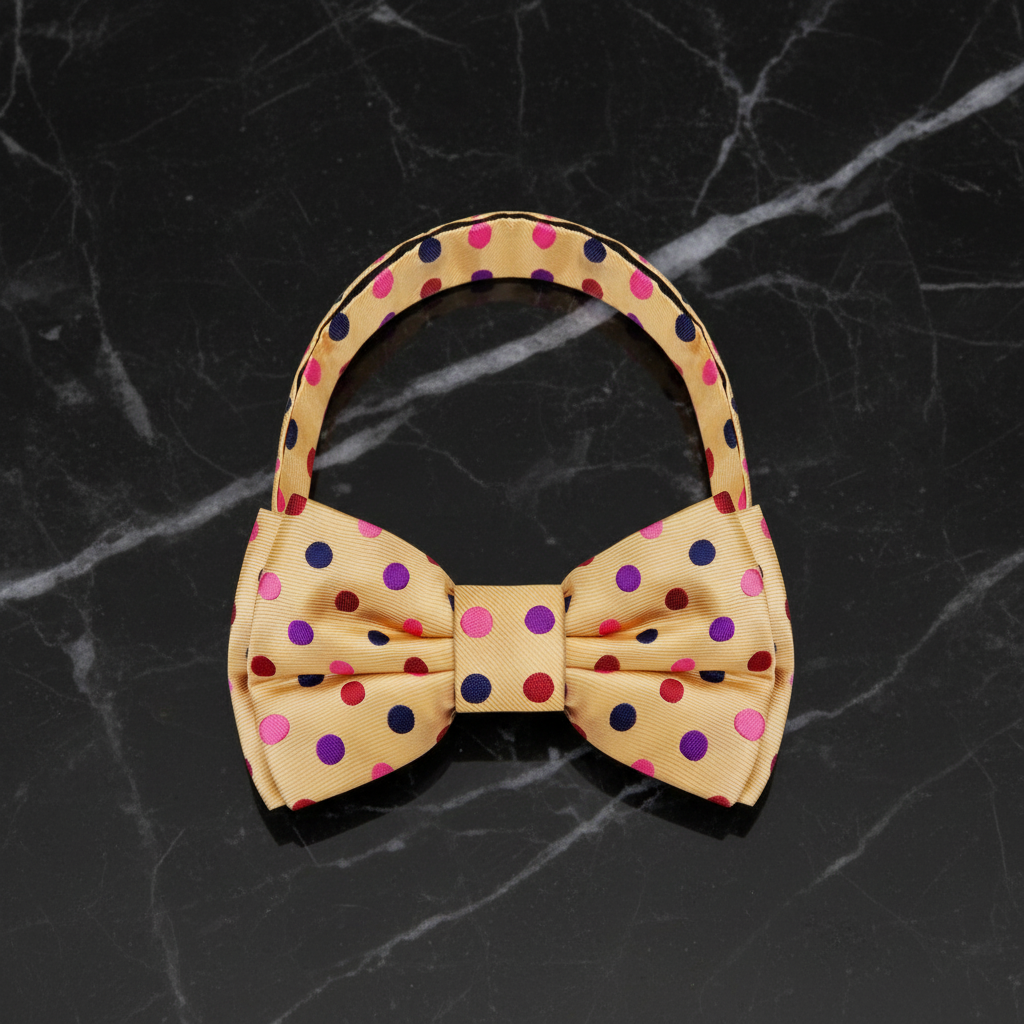 Main View: Cream Polka Bow Tie Pre Tied