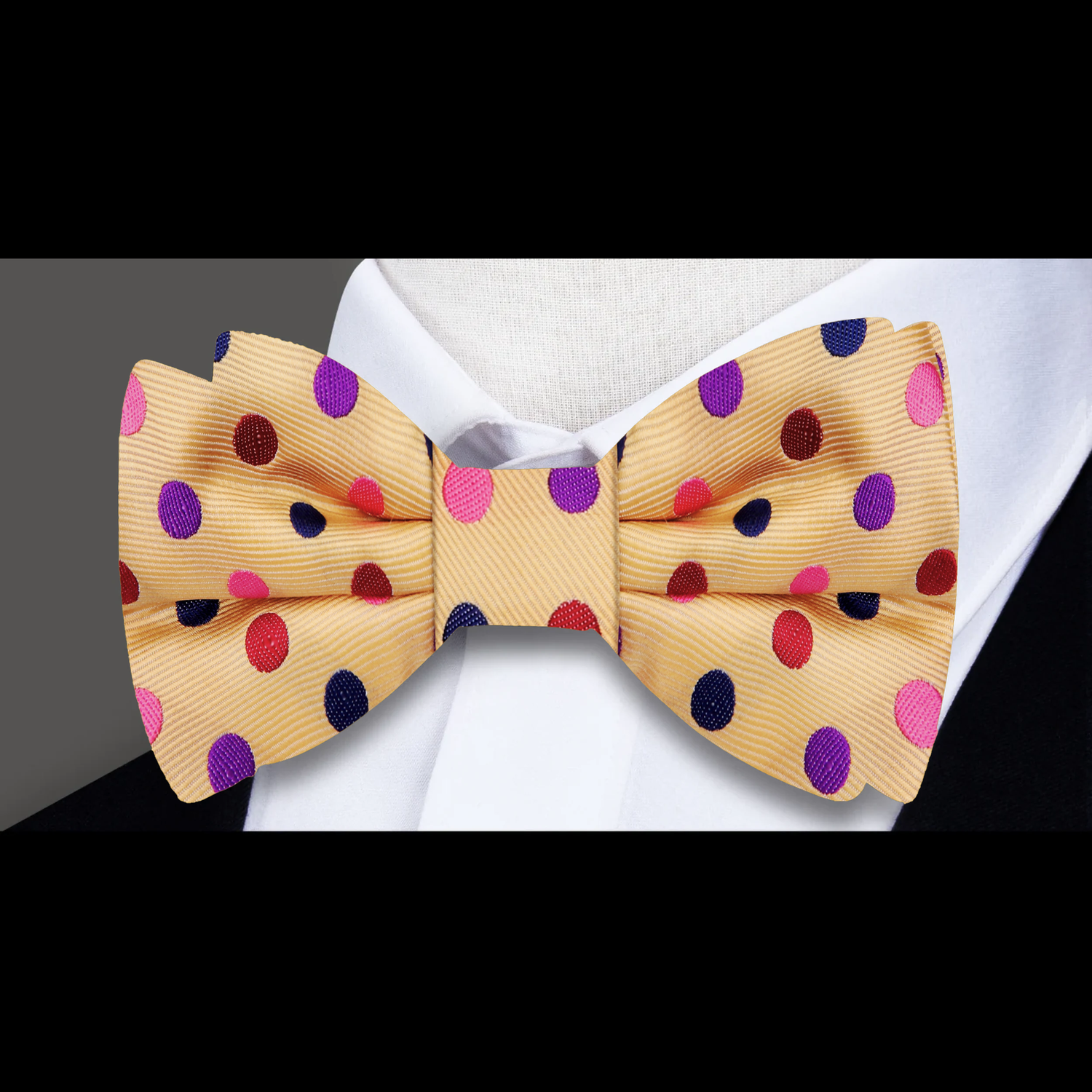 Cream Polka Bow Tie