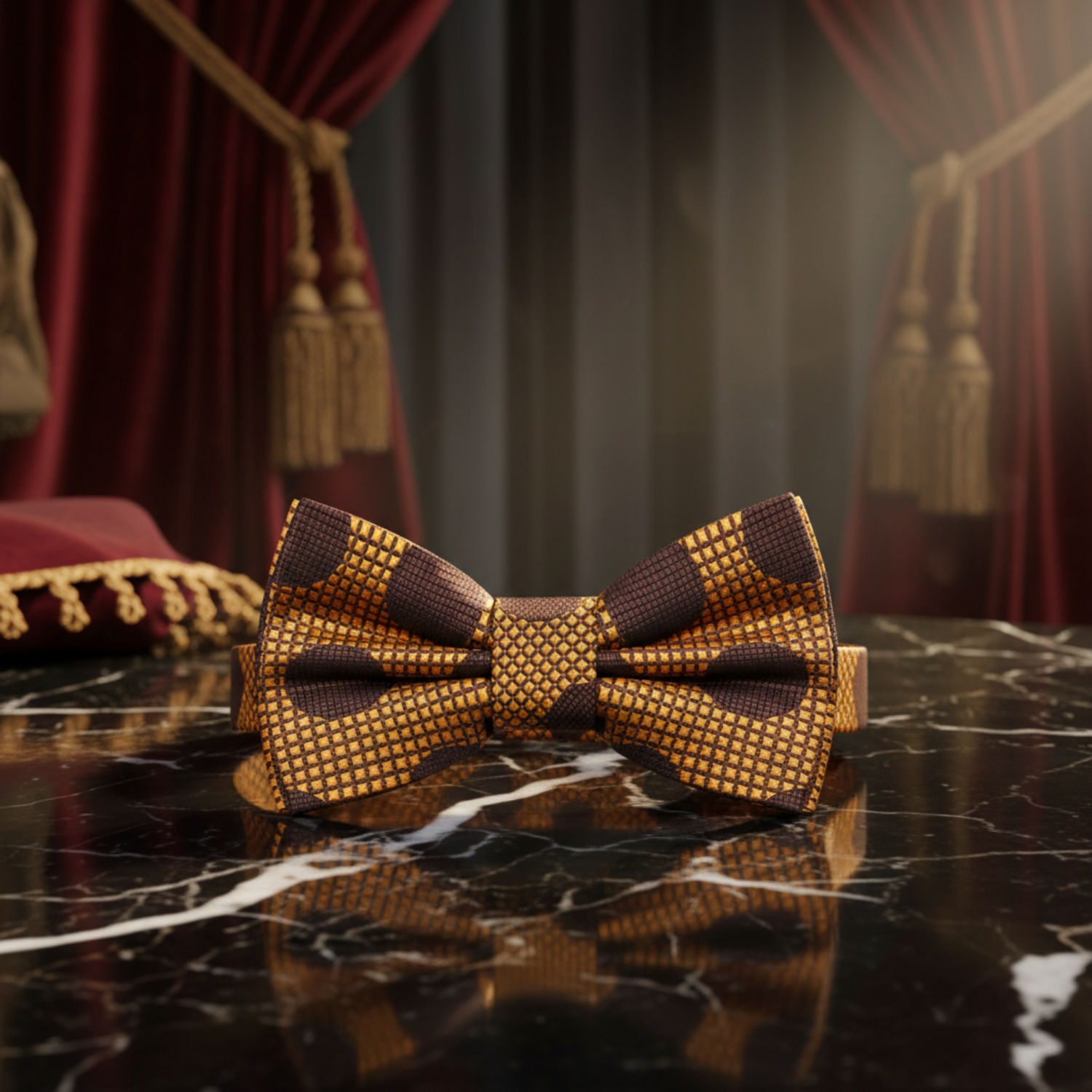 Copper Brown Sizzling Polka Bow Tie Pre Tied