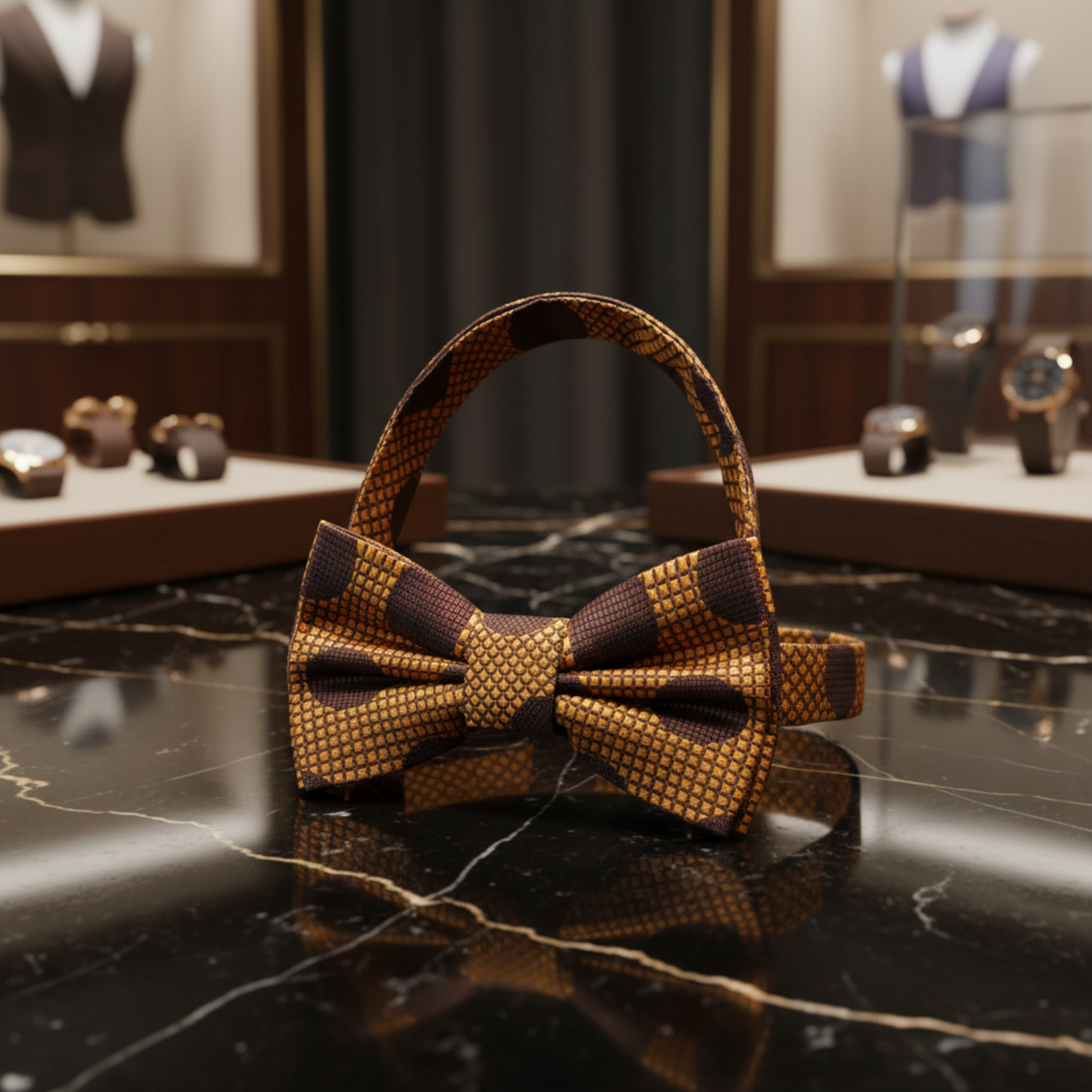 Kids Burnt Orange Brown Polka Dot Pre-Tied Bow Tie