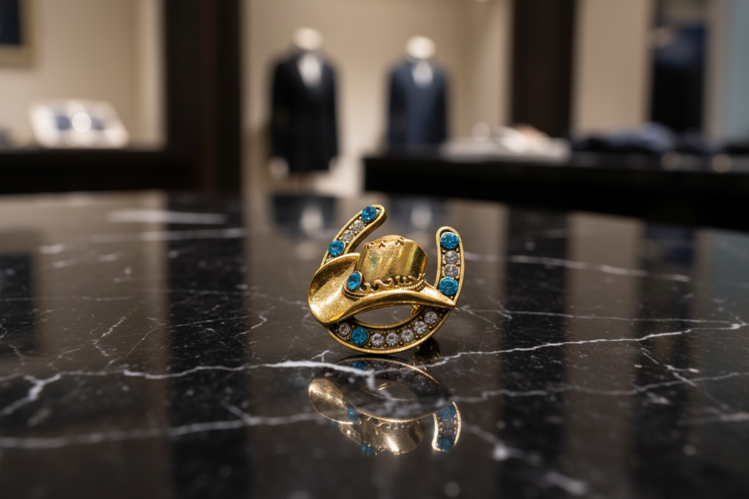 2 gold color cowboy hat lapel pin