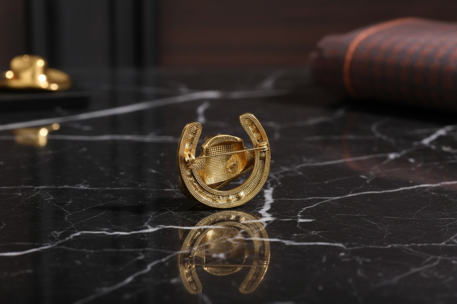 3 gold color cowboy hat lapel pin
