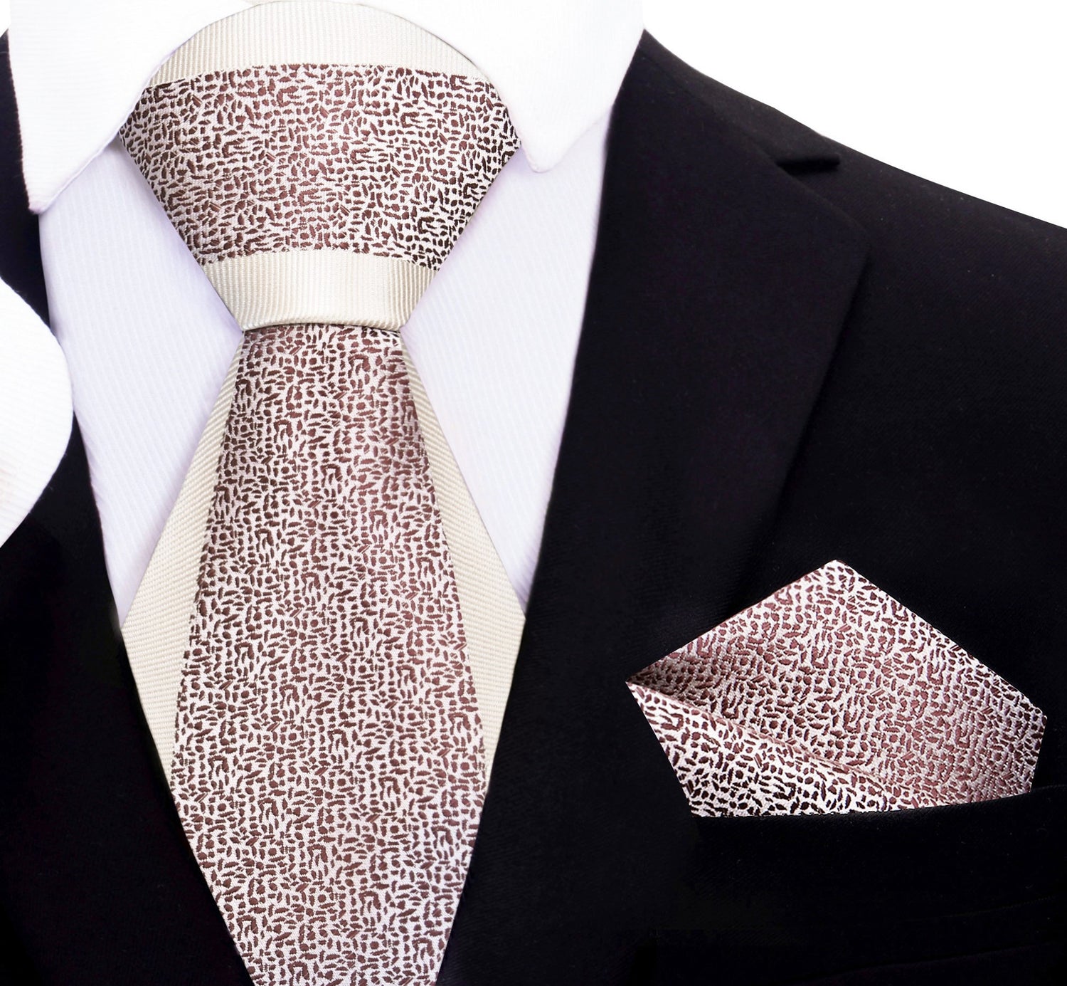 Cream and Brown Tie and Square