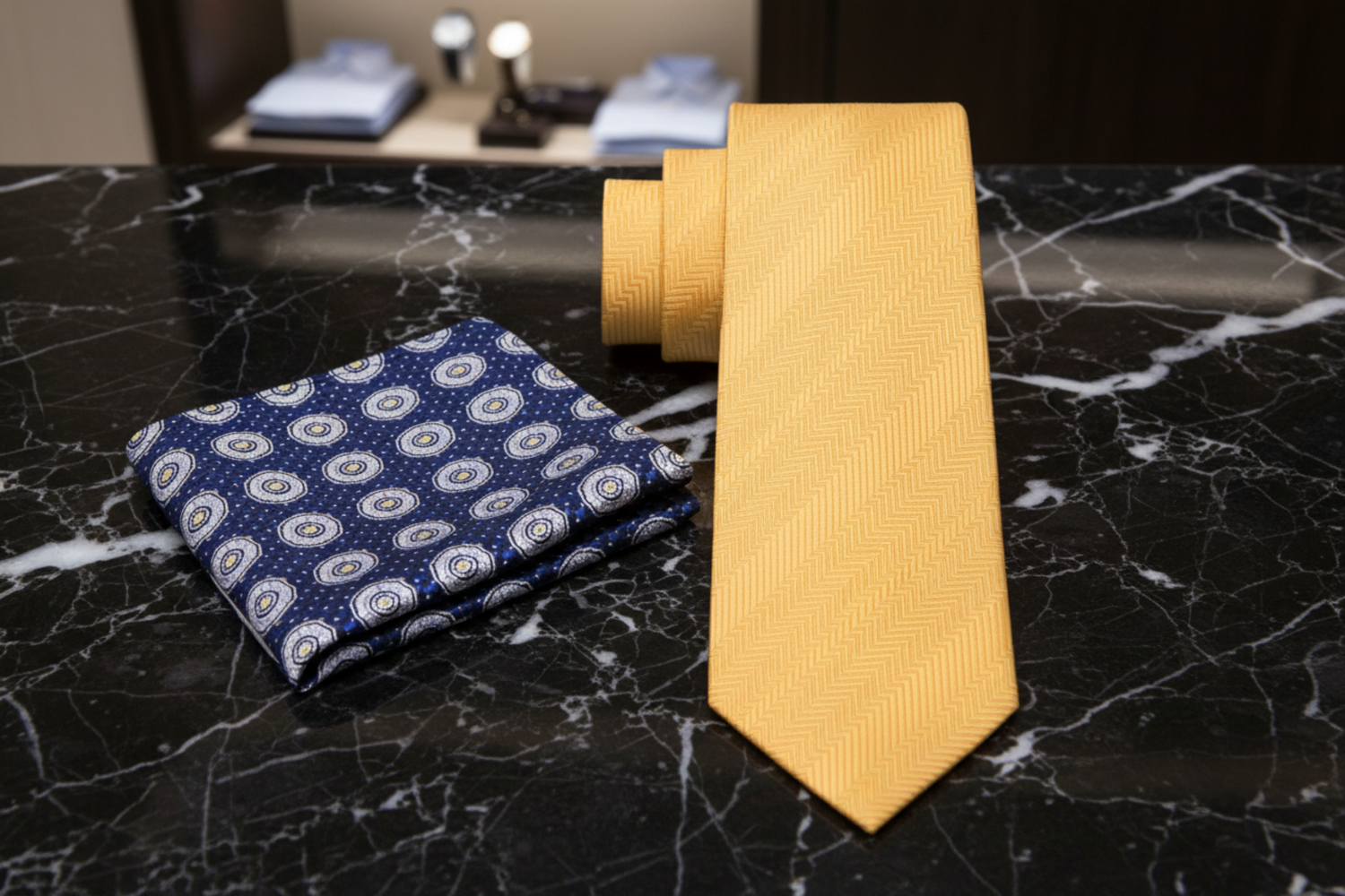 Alt Dandelion Yellow Necktie and Accenting Square