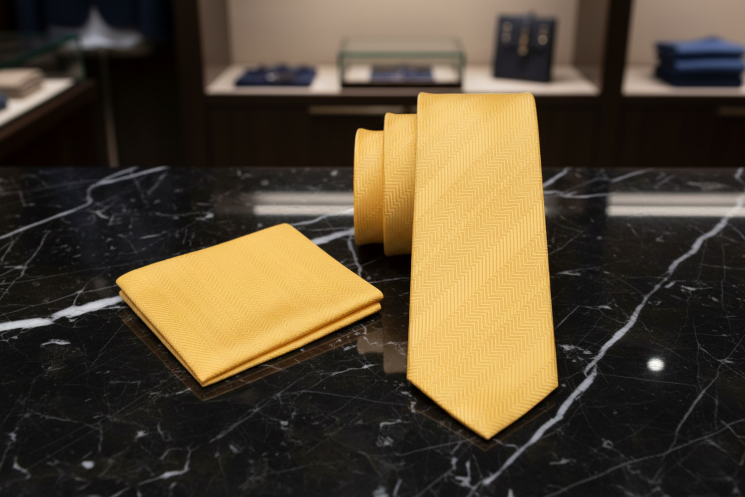 Alt Premium Dandelion Yellow Necktie and Square
