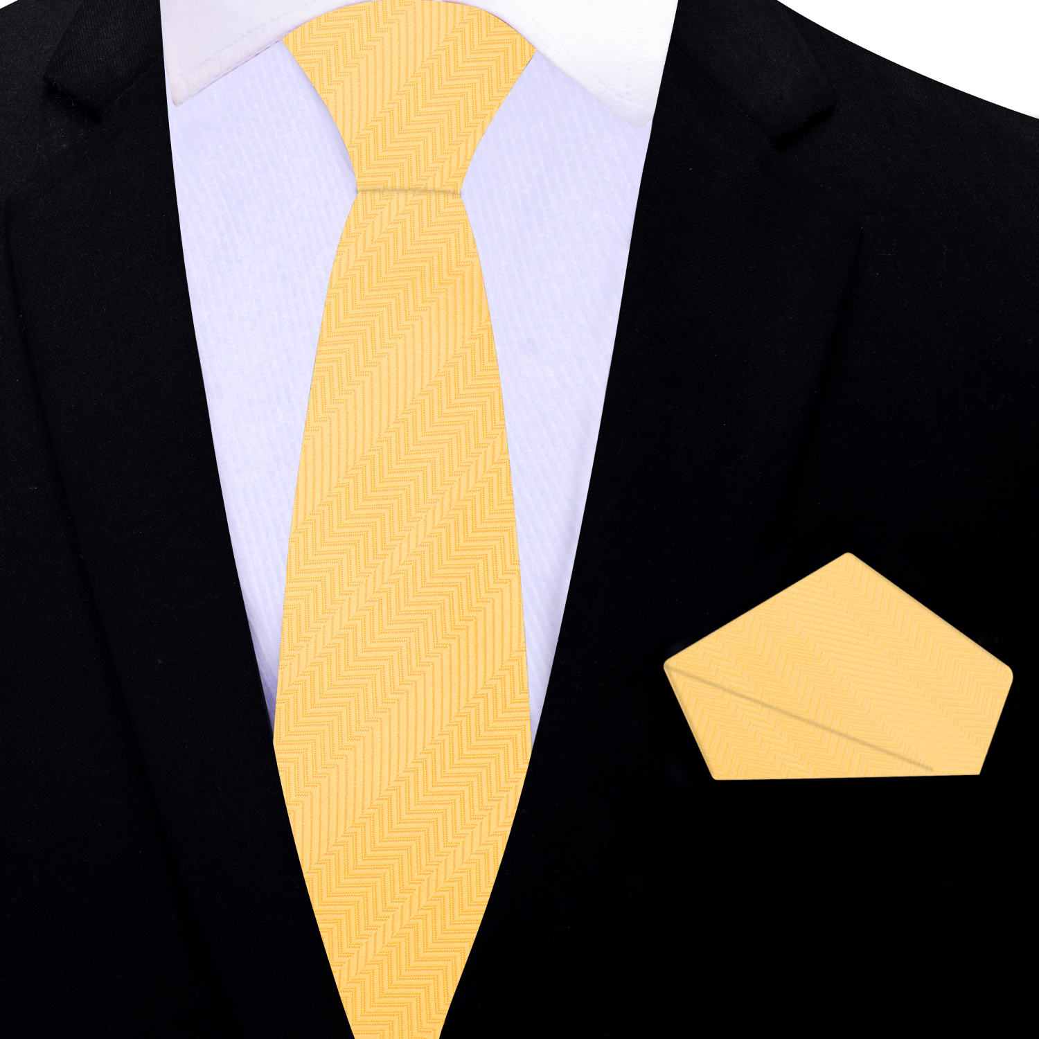 Thin Premium Dandelion Yellow Necktie and Square