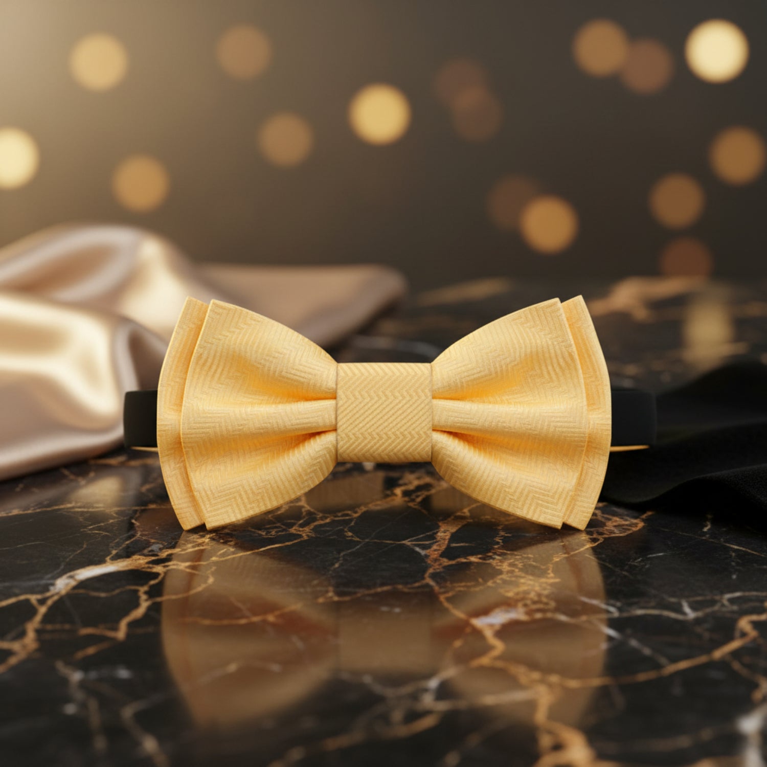 A Dandelion Yellow Solid Pattern Bow Tie Pre Tied