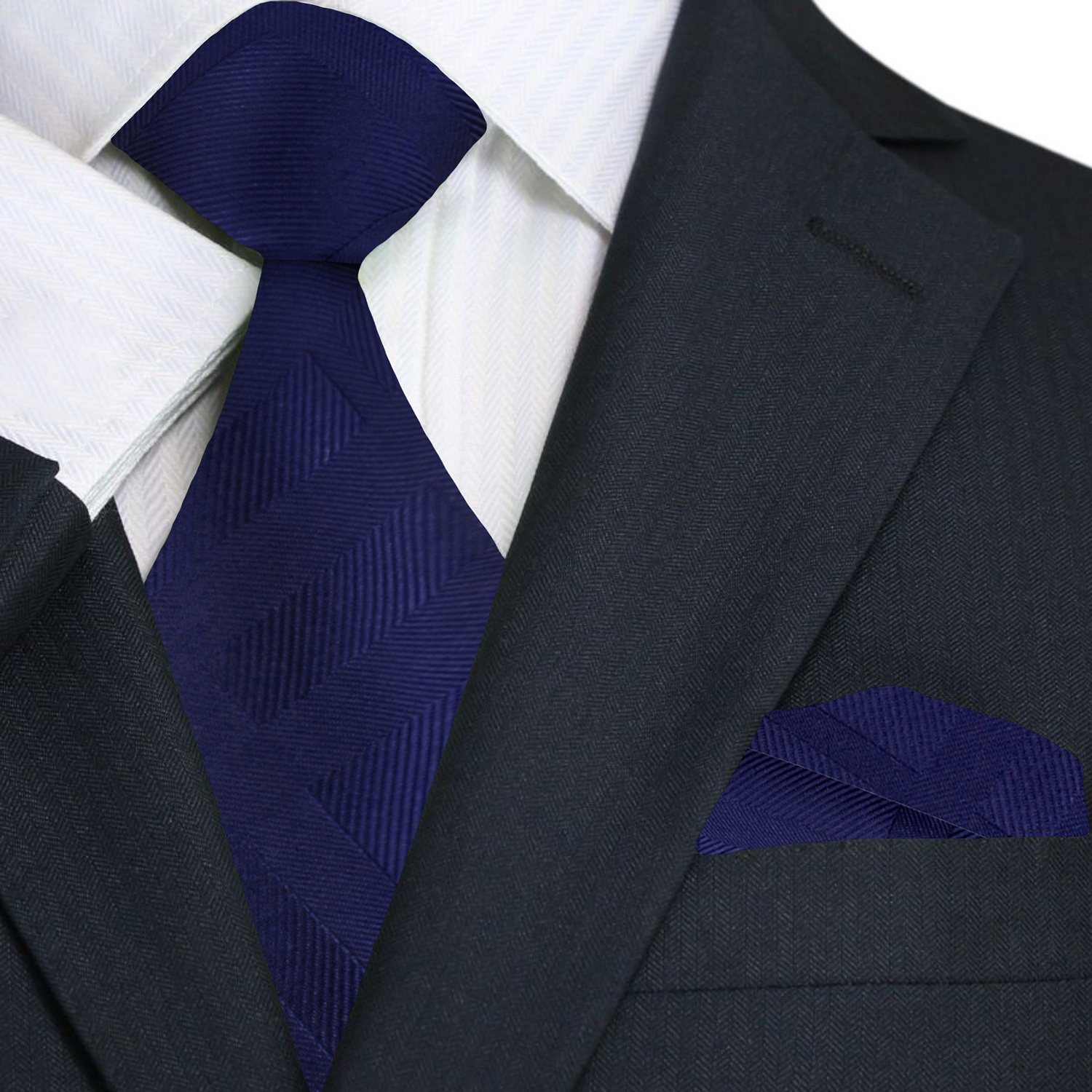 Blue necktie and pocket square