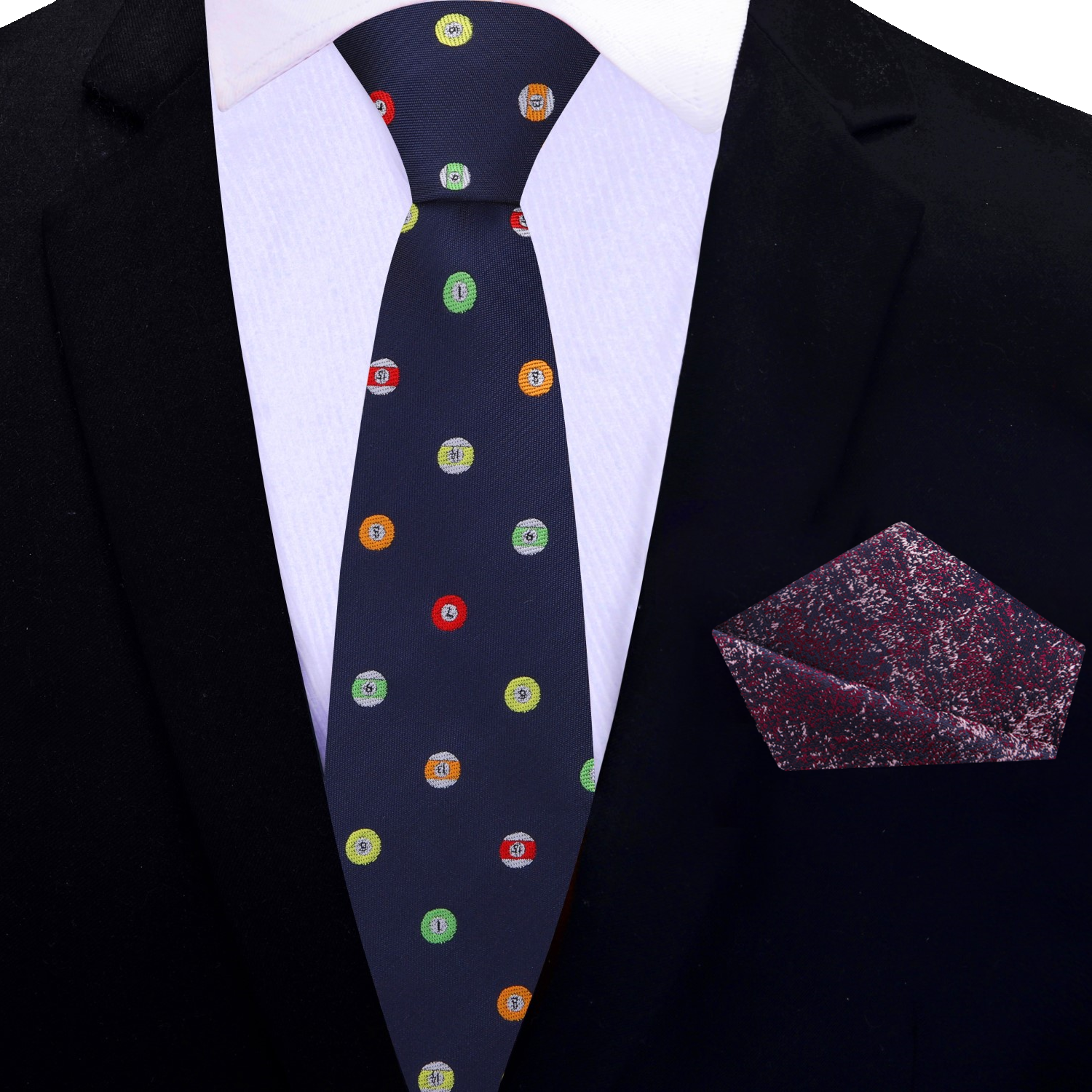 Thin: Blue with Billiards Necktie and Accenting Square