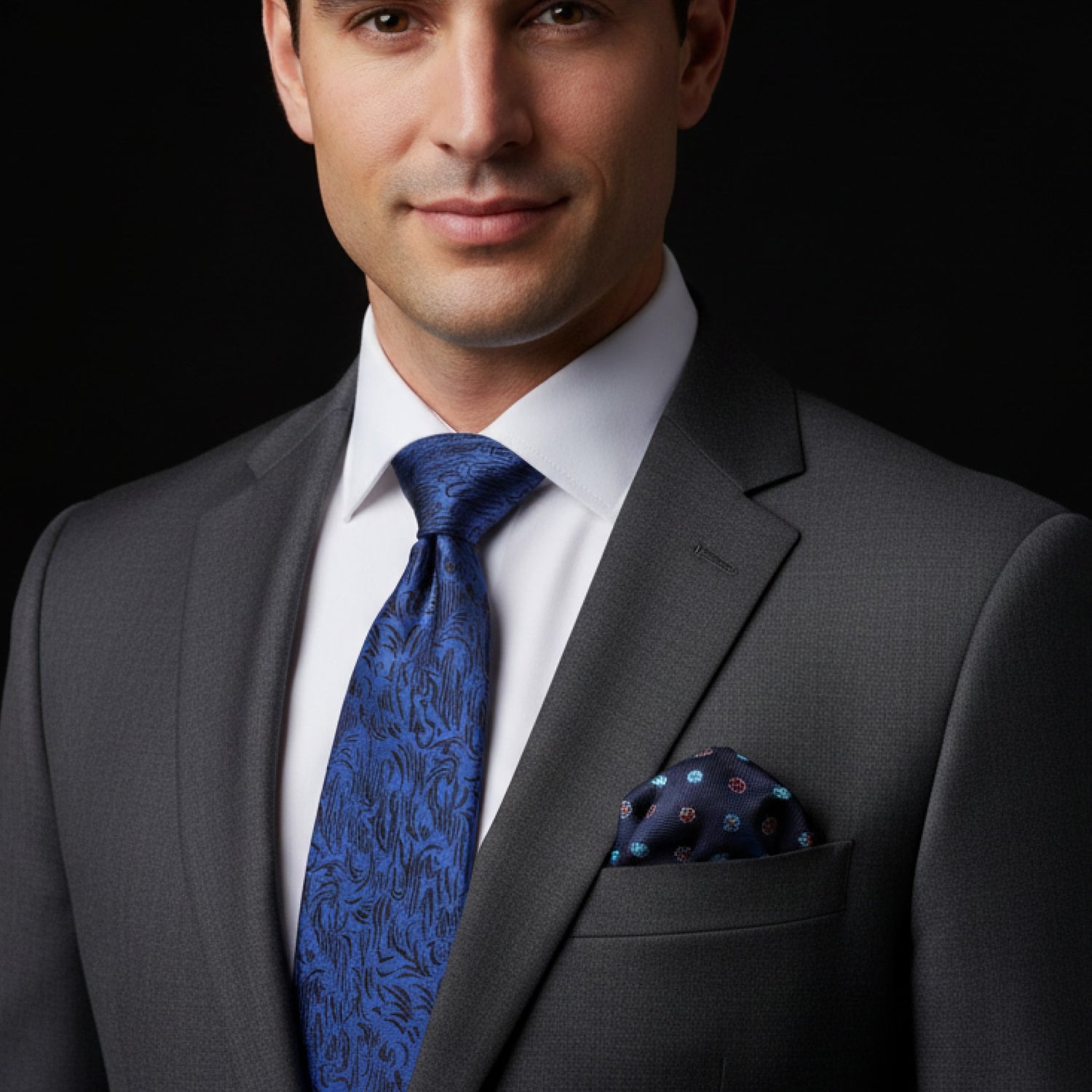 Dark Blue Abstract Lines Necktie | Sleek, Polished & Modern