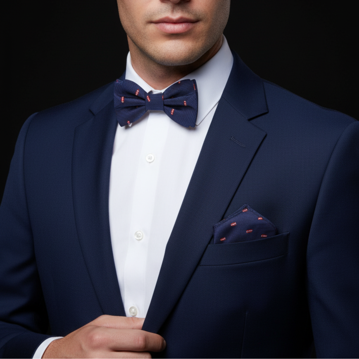Blue Footballs Bow Tie and Square on man