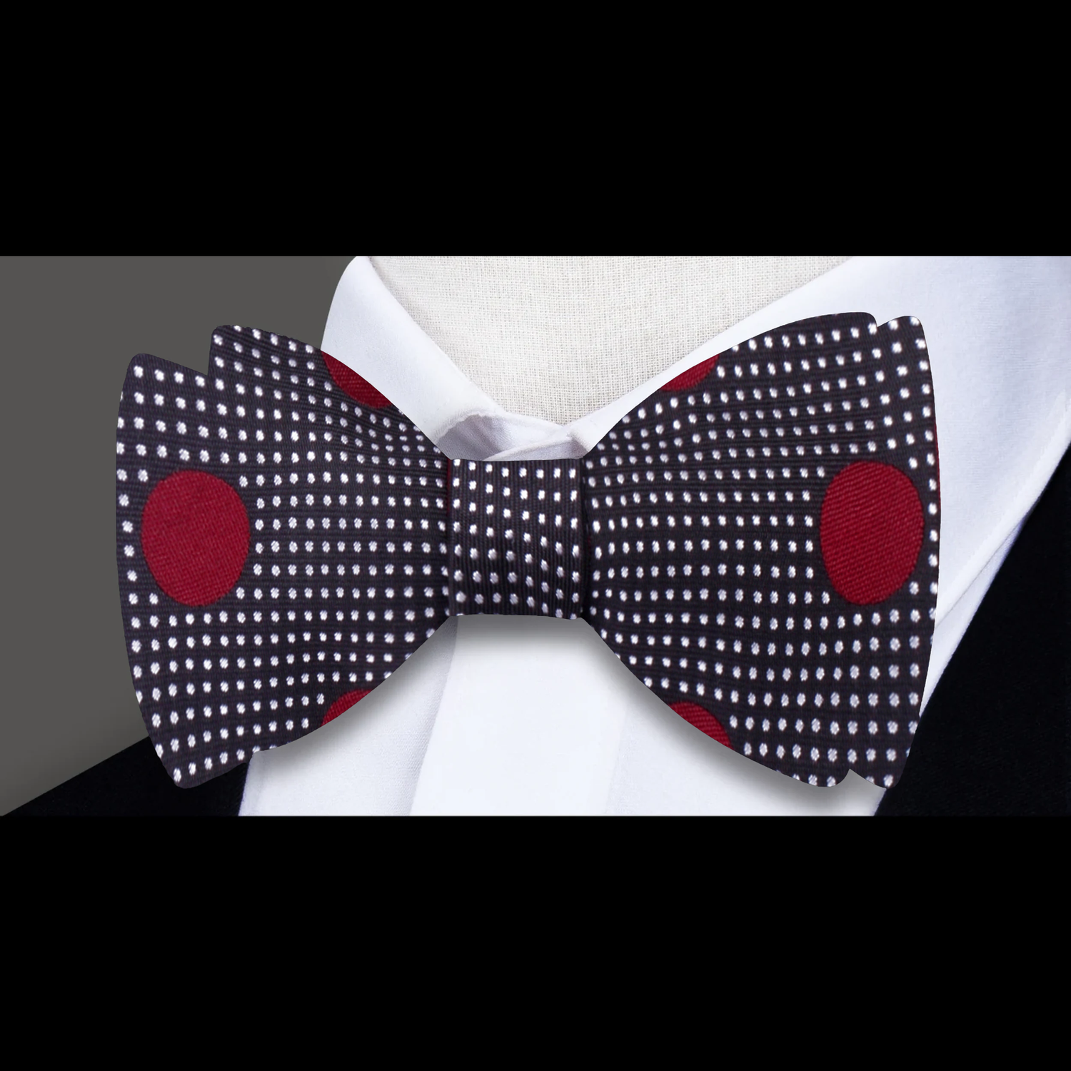 Deep Blue, Burgundy Polka Bow Tie Pre Tied