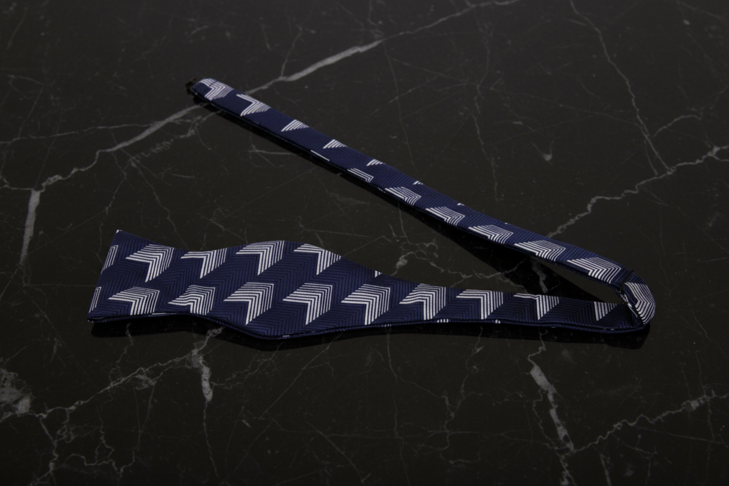 Blue Grey Lines Bow Tie Self Tie
