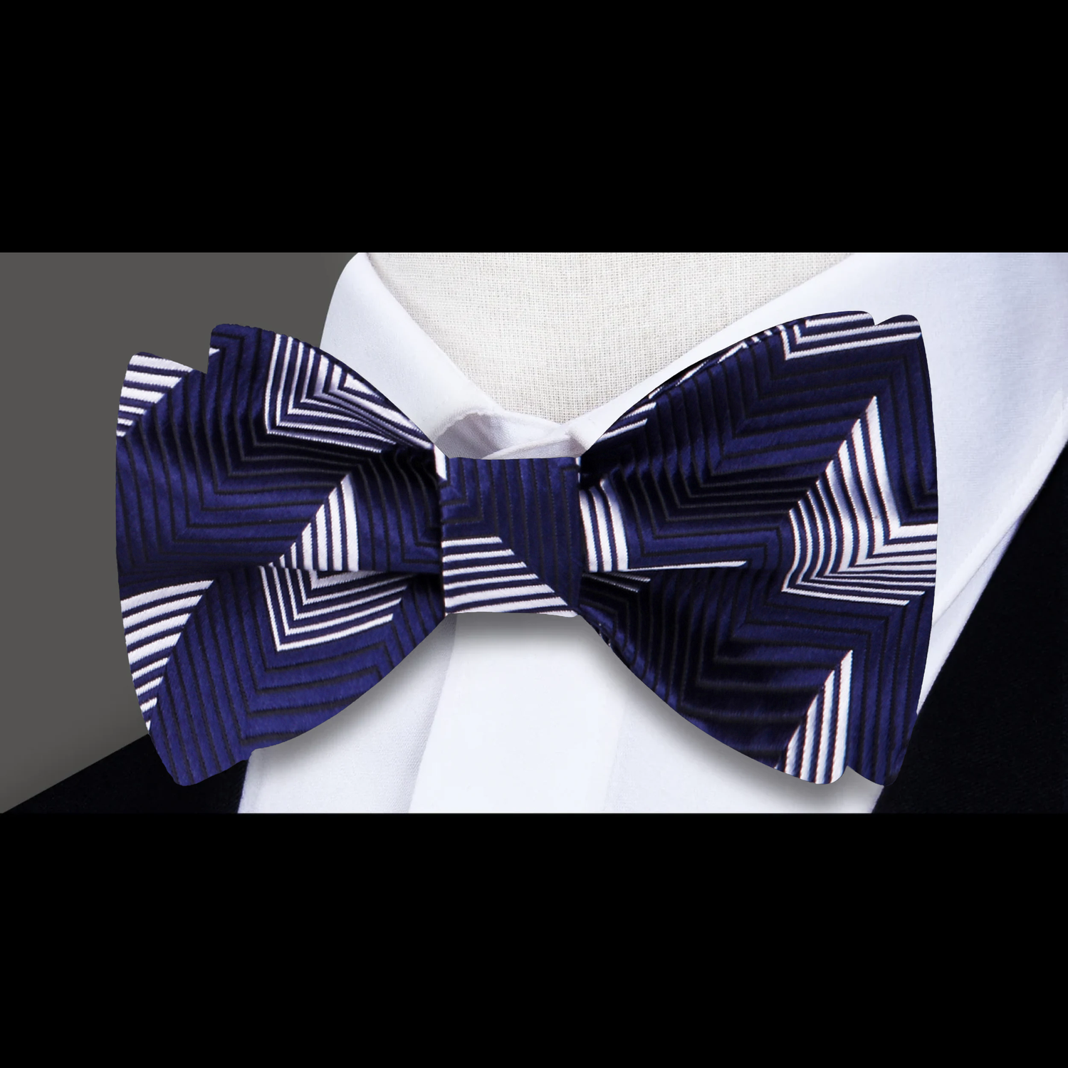 Blue Grey Lines Bow Tie  