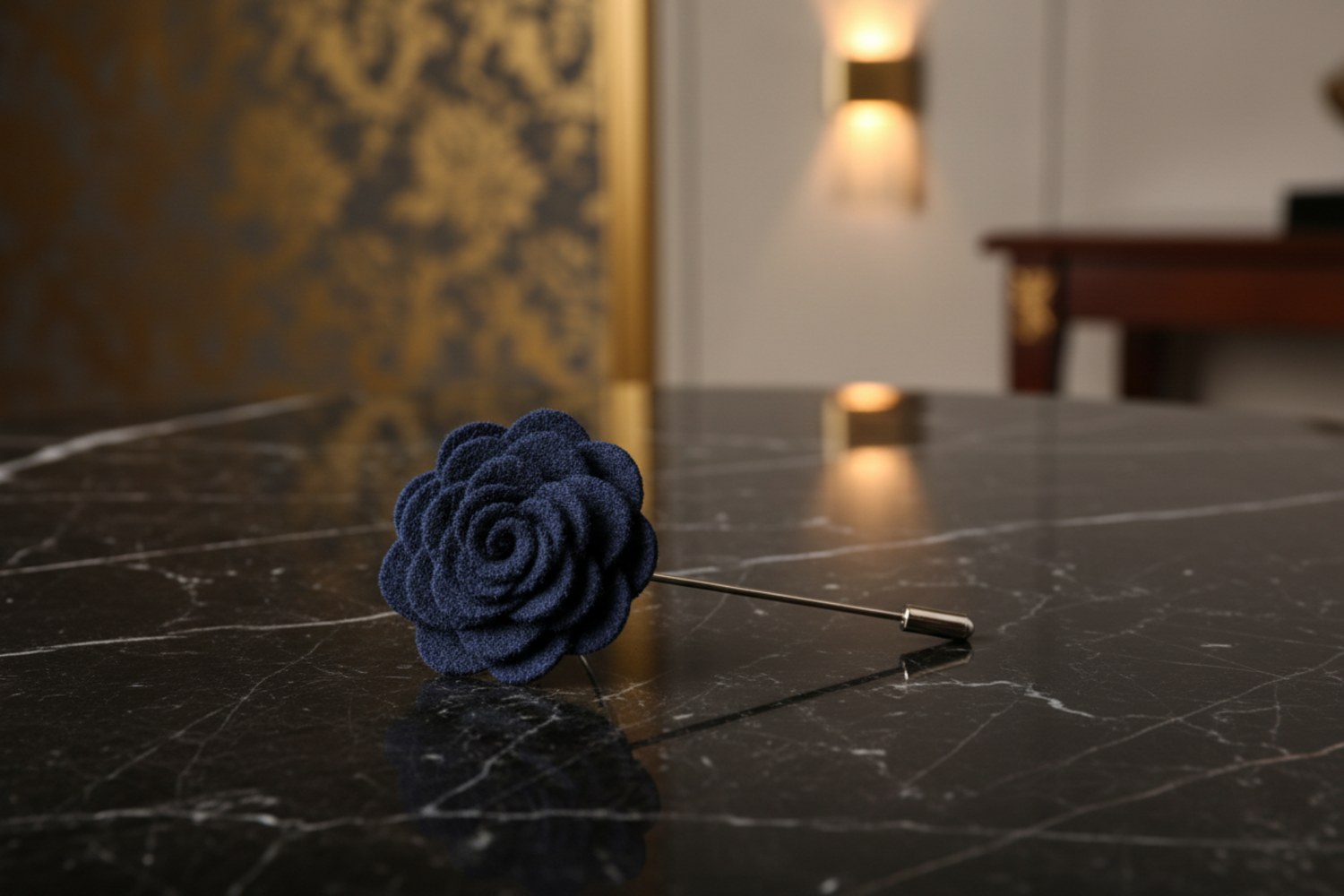 dark blue petal lapel flower