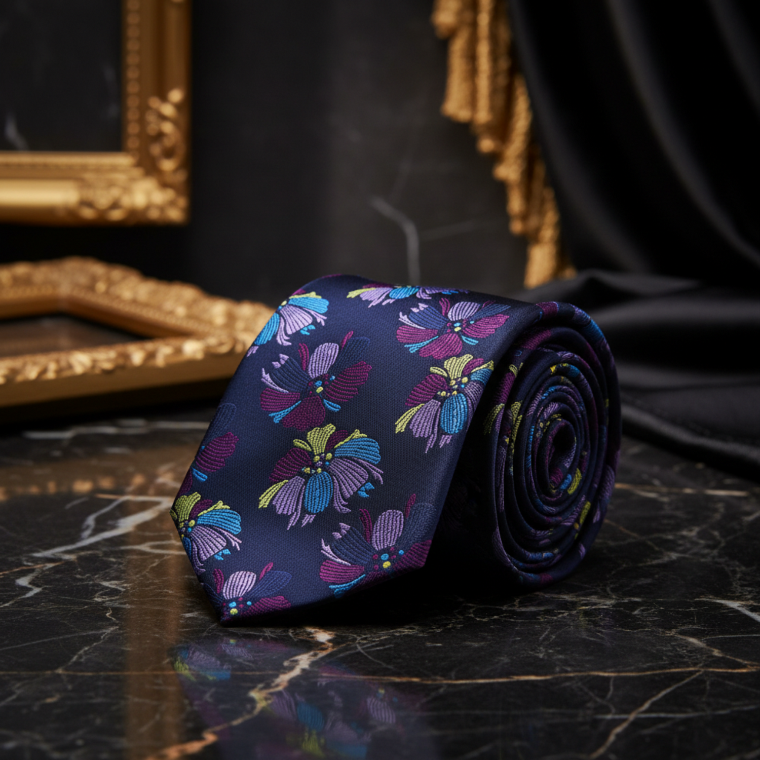 Blue Floral Necktie  
