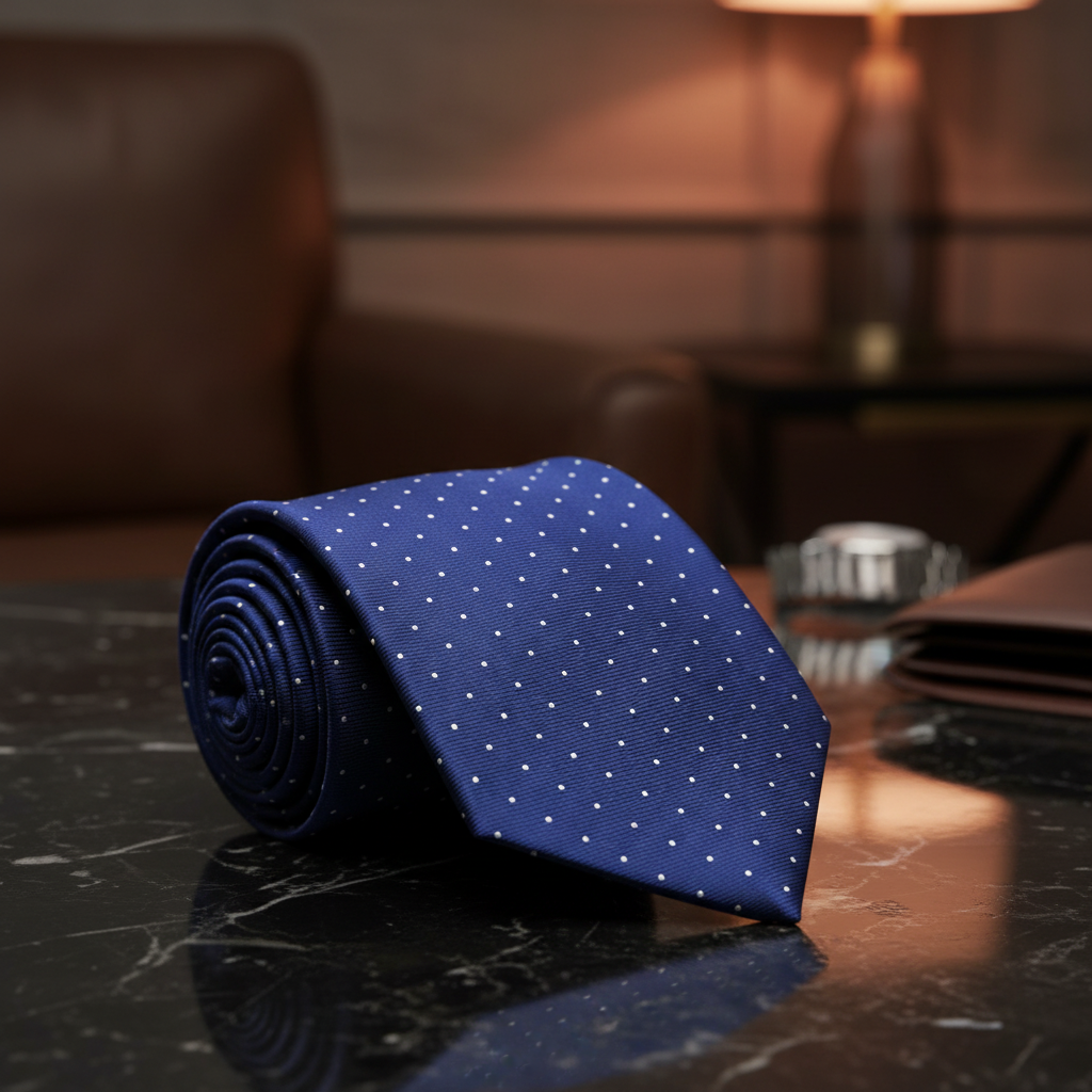 Dark blue White Micro Dot Necktie