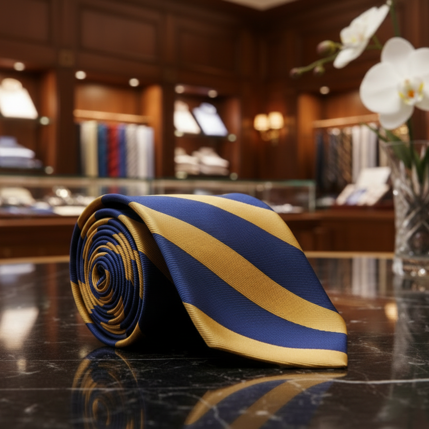 Blue & Gold Stripe Necktie 
