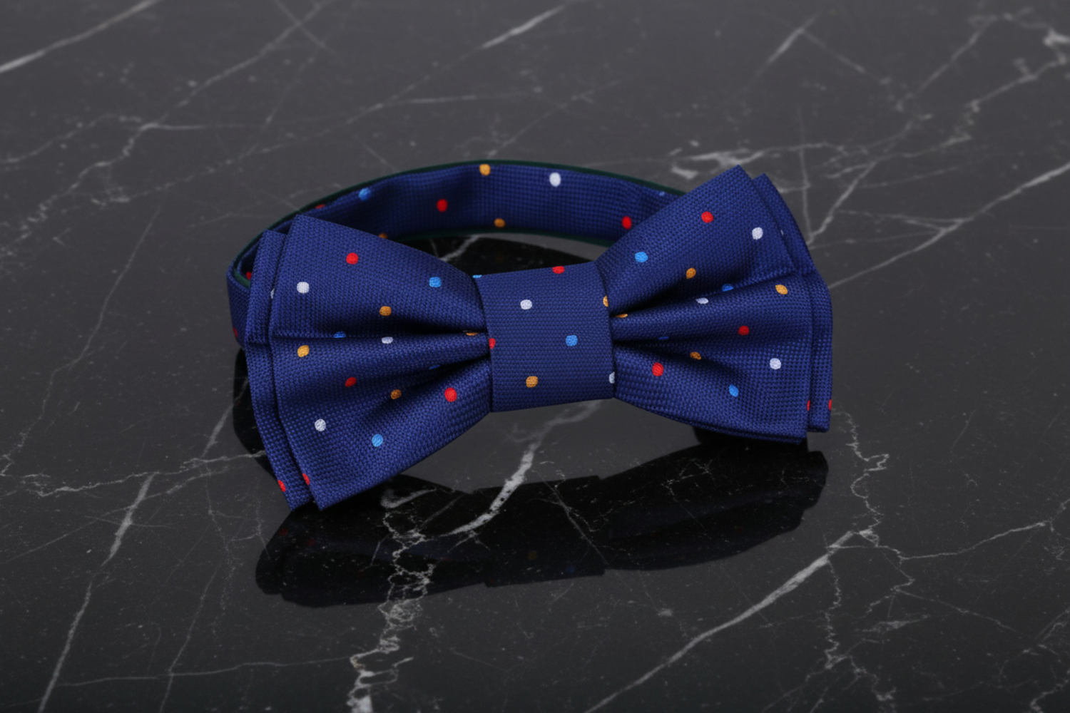 Blue with Multi Color Dots Bow Tie Pre Tied