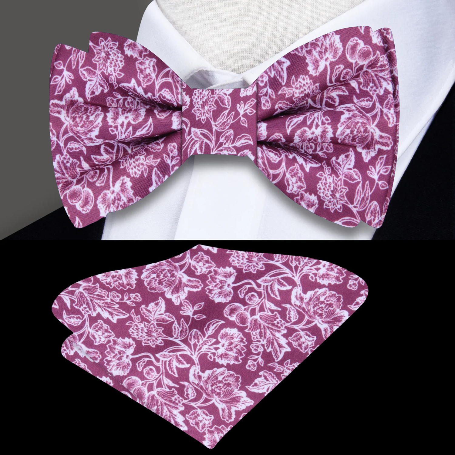 Rich Lavender Royal Filigree Bow Tie and Pocket Square||Rich Lavender