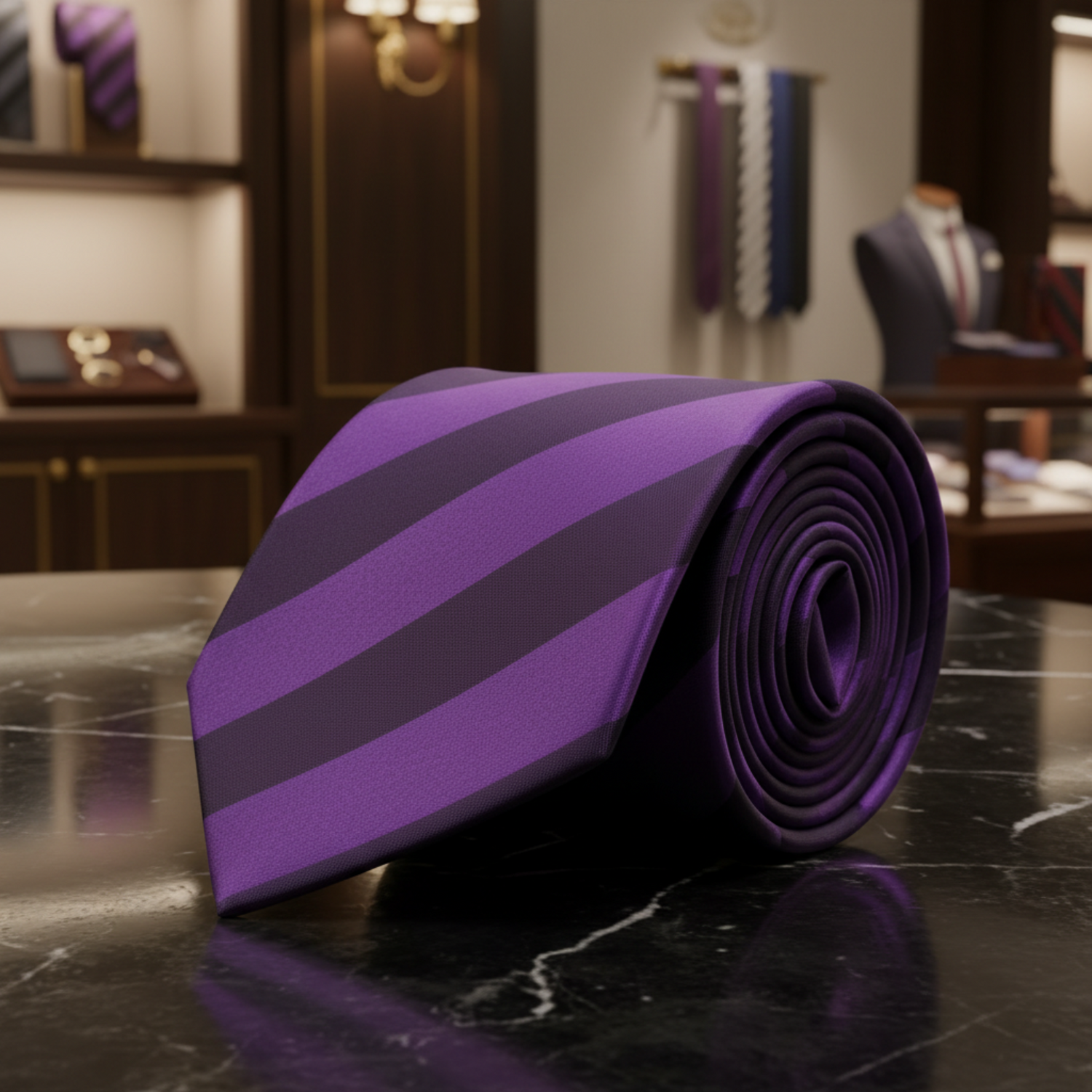 Purple Block Stripe Tie
