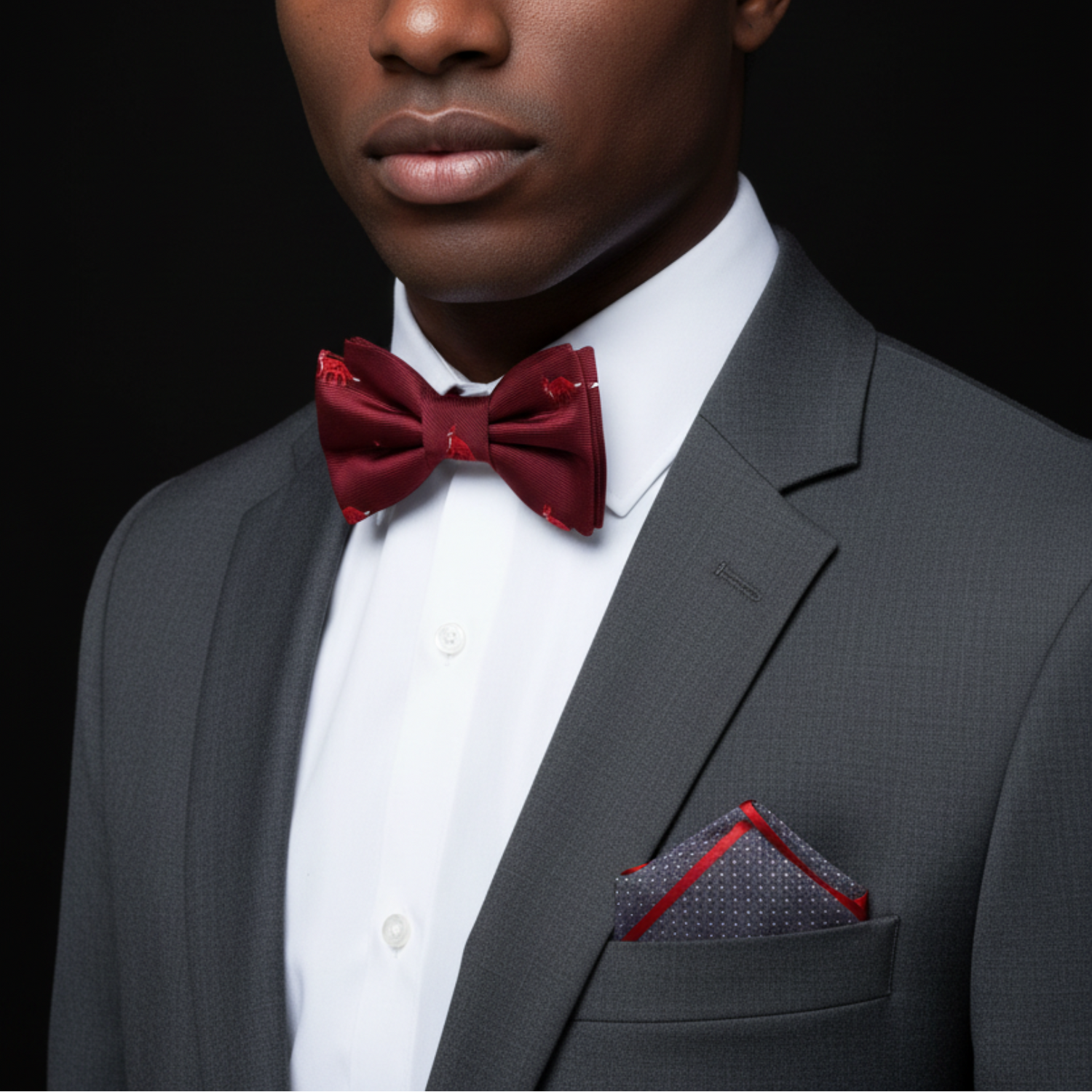 Red Fox Bow Tie and Accenting Square