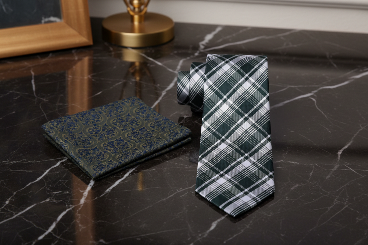 Green Plaid Tie and Accenting Square 2
