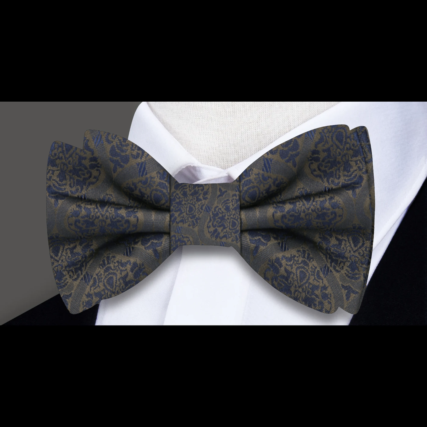 Olive Abstract Bow Tie||Olive