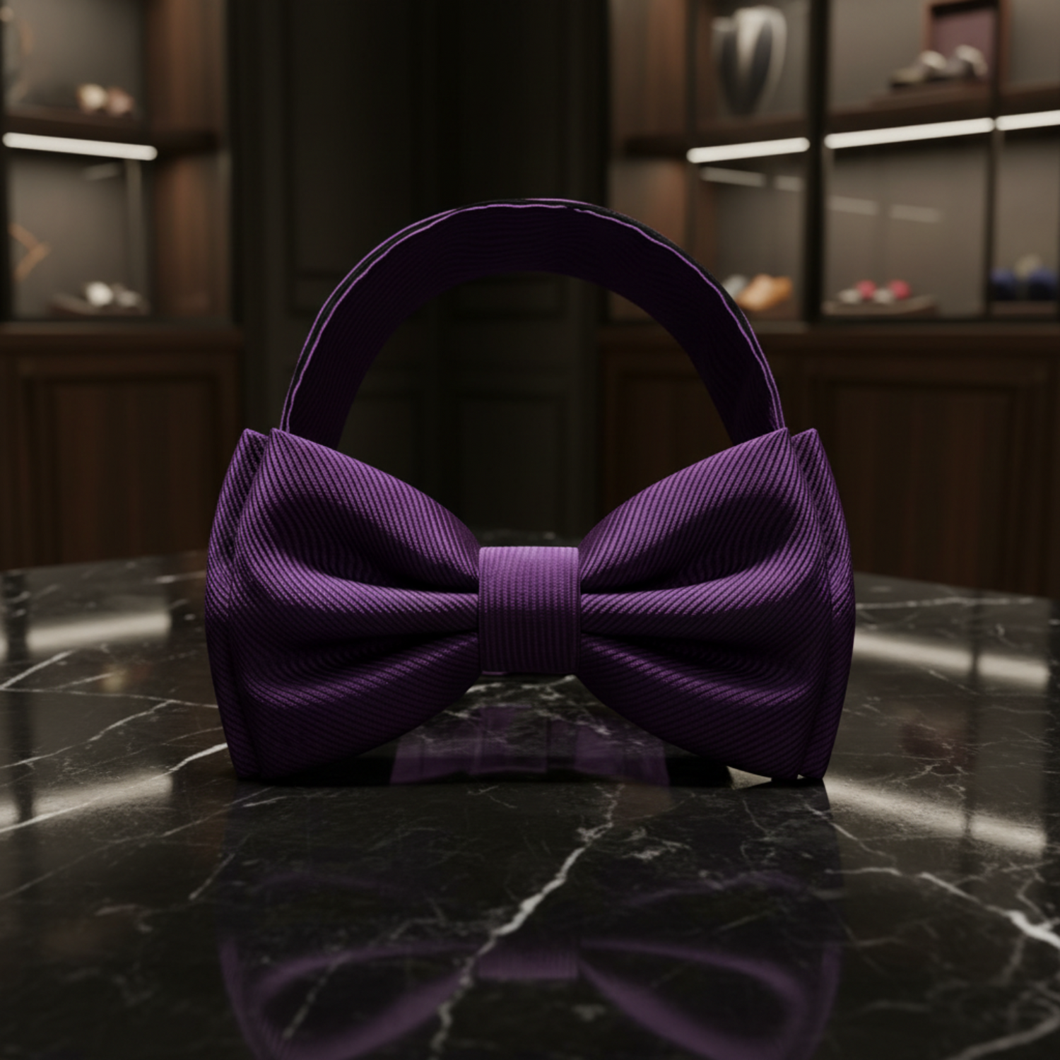 Solid Deep Purple Pre Tied Bow Tie