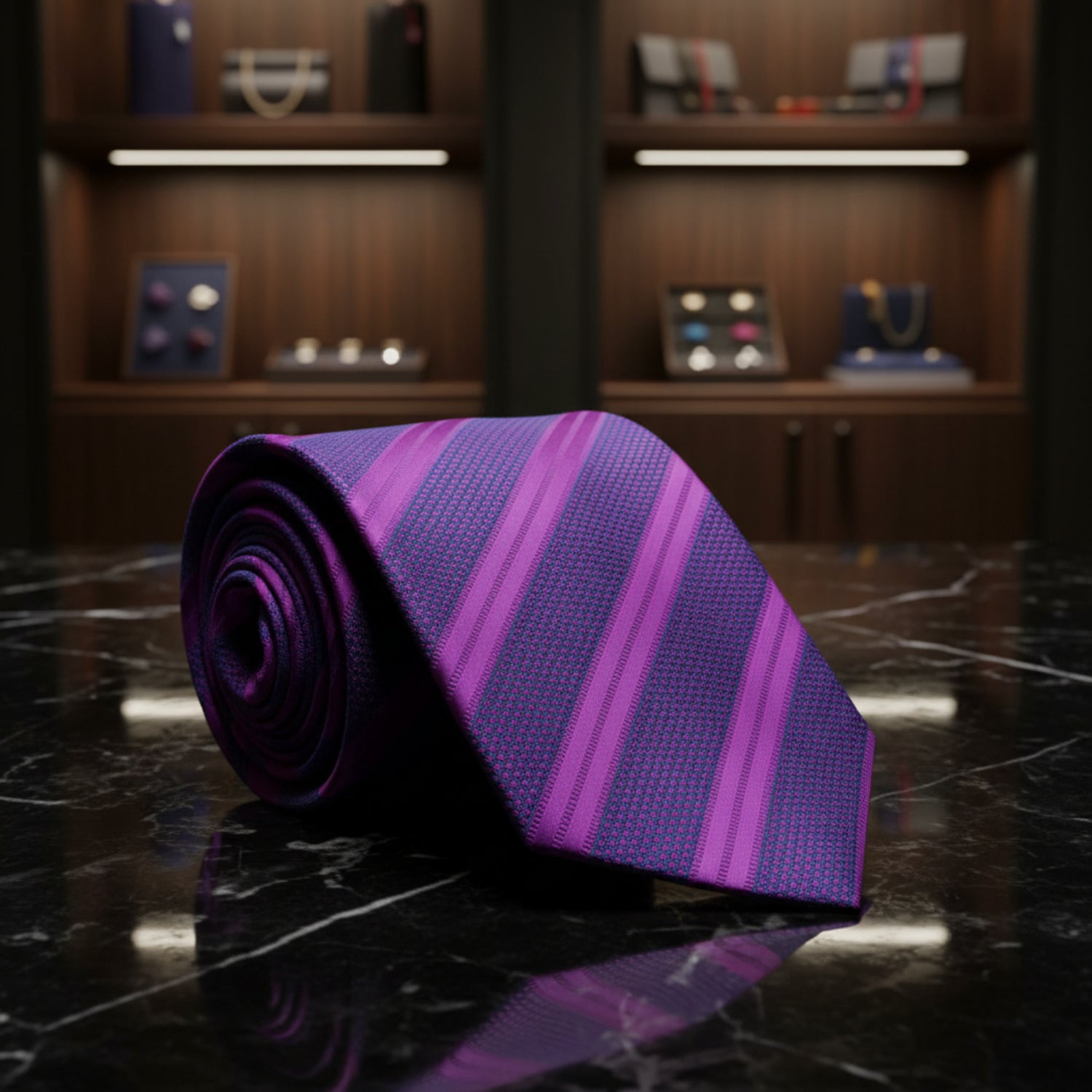 Purple striped tie