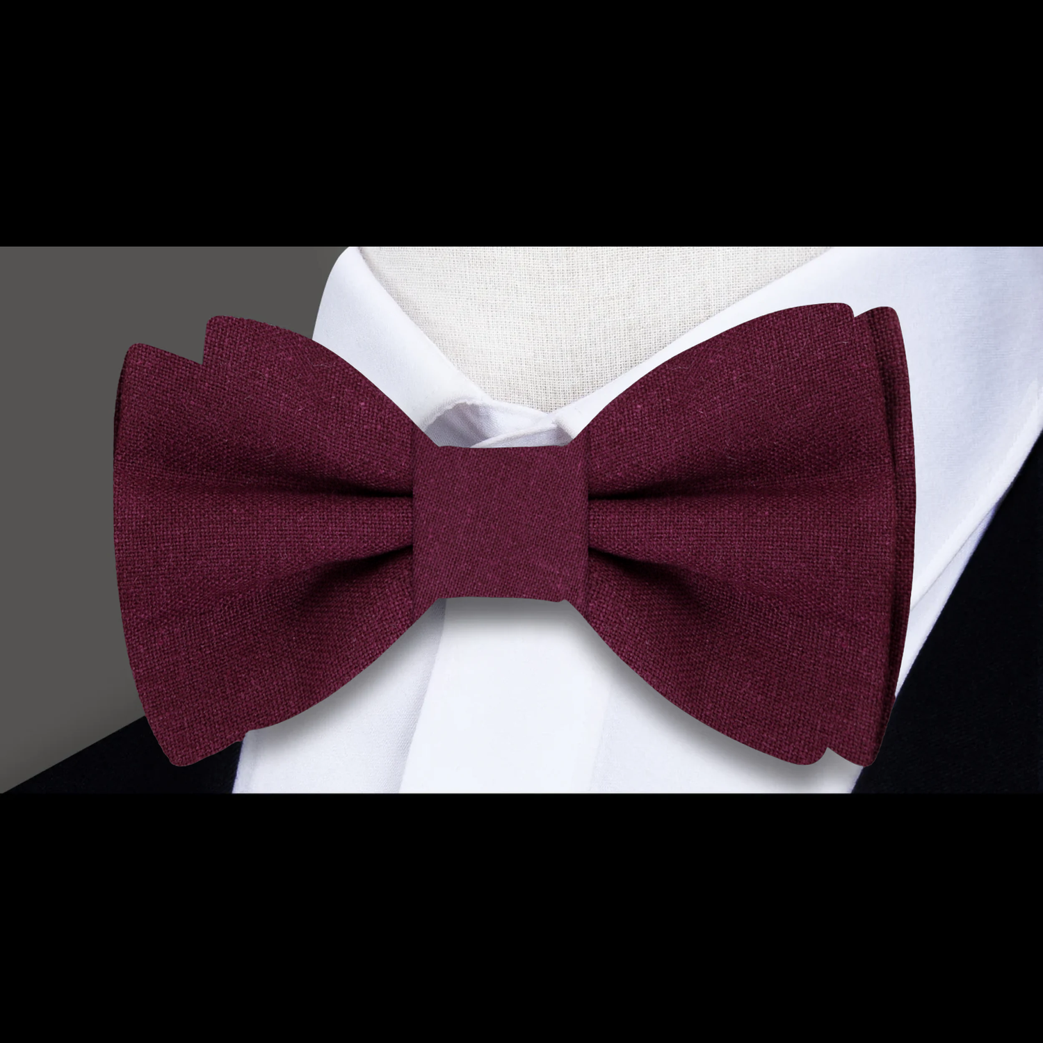 Deep Red Fresh Linen Bow Tie
