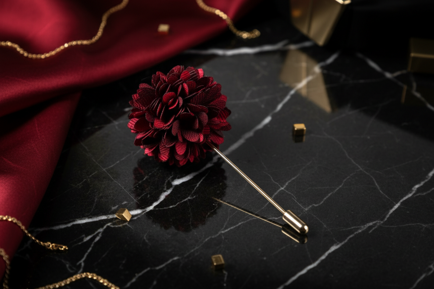 Deep Red Blossom Lapel Pin