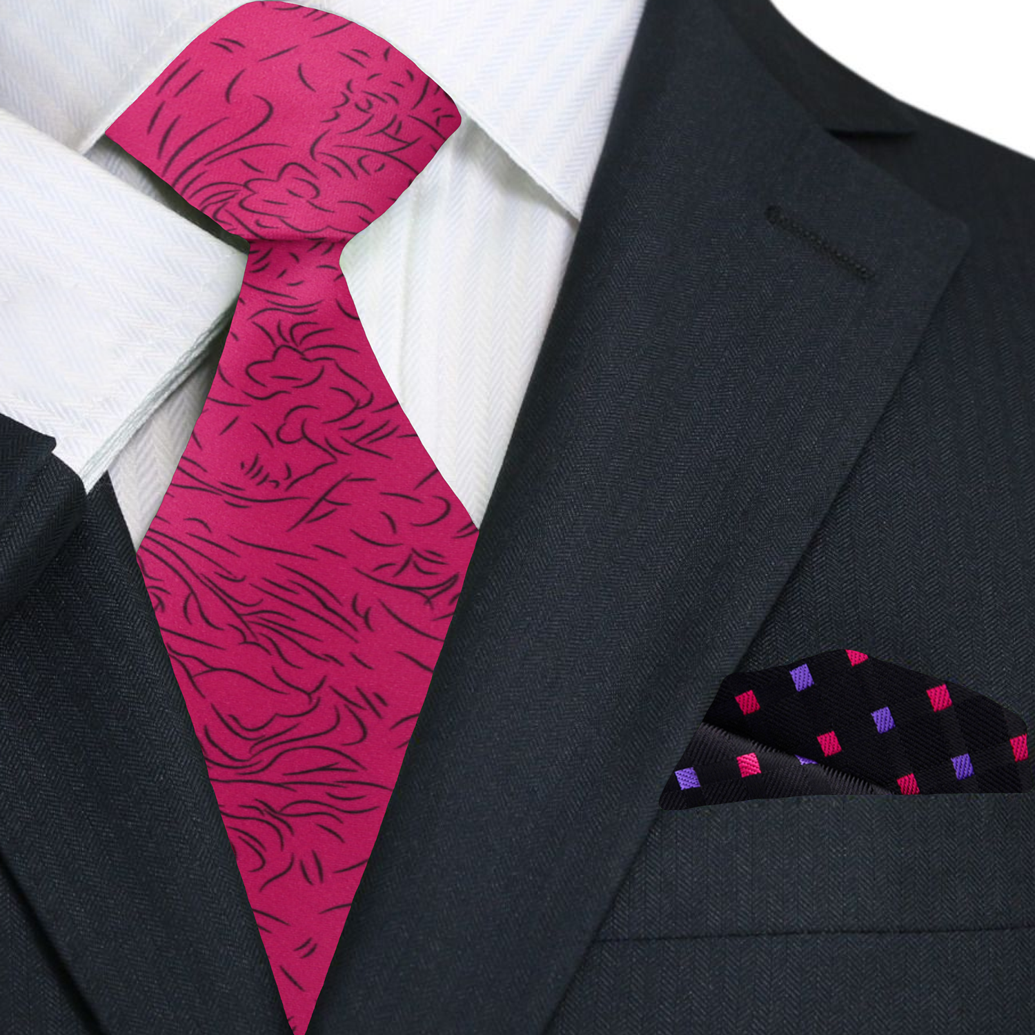 Rose & Black Abstract Necktie