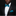 Man wearing a black suit with a white shirt and teal bow tie and pocket square against a dark background