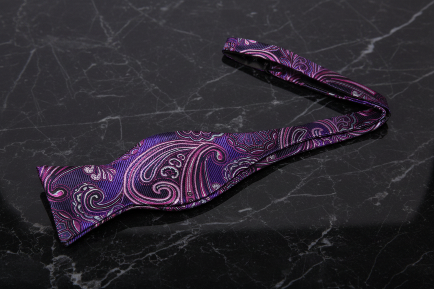 Self-tie Shades of Purple Paisley Bow Tie
