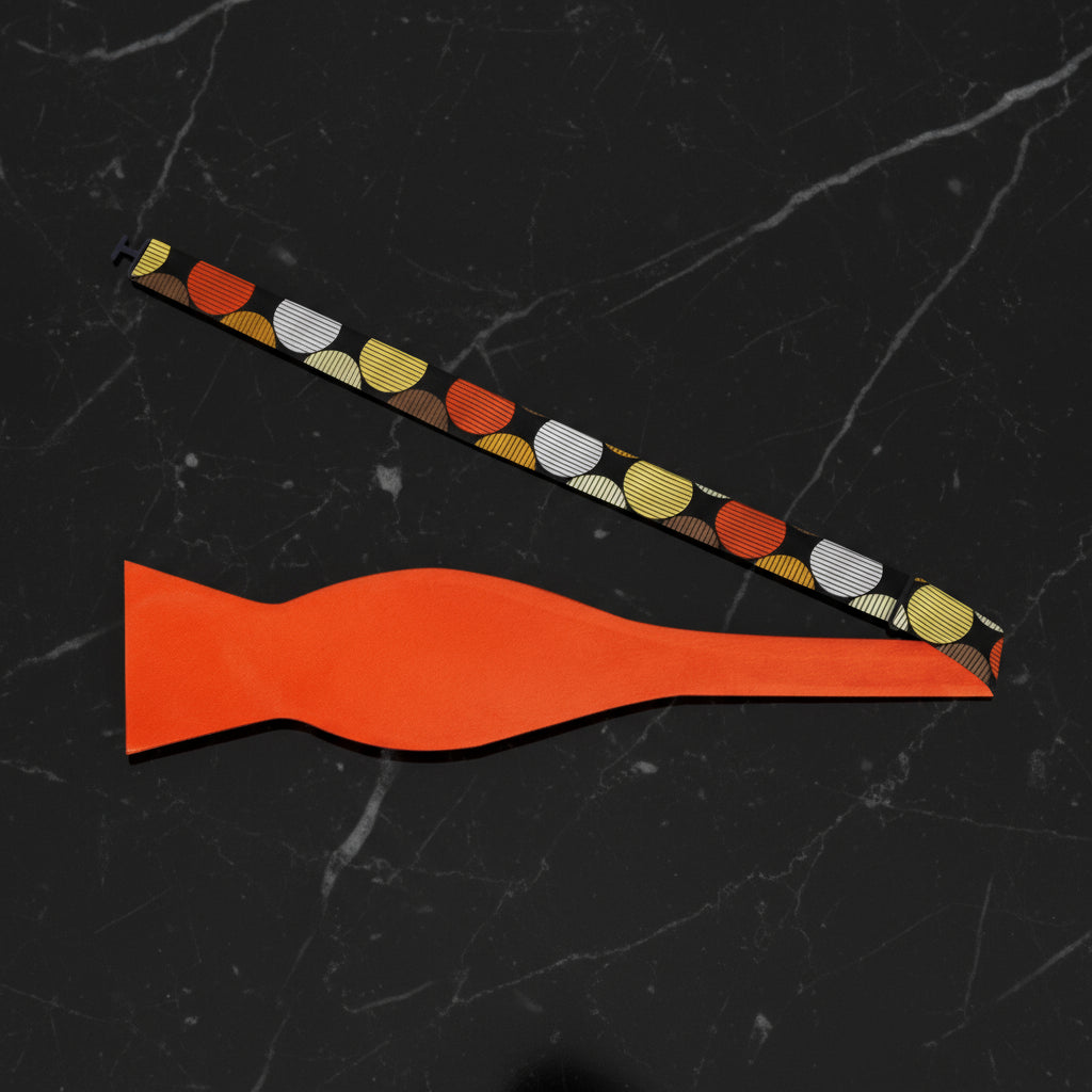 Orange, Brown, Gold, Polka Bow Tie Self Tie