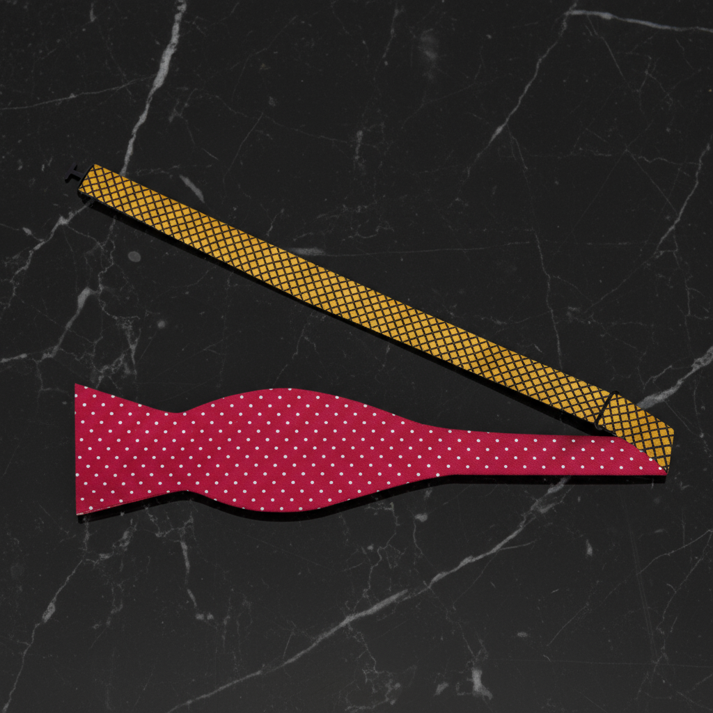 Self Tie Cranberry Polka Bow Tie