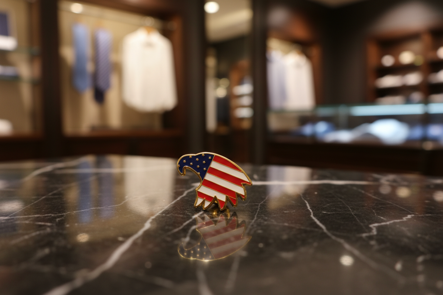 View 2 Red, White and Blue Eagle Head Lapel Pin