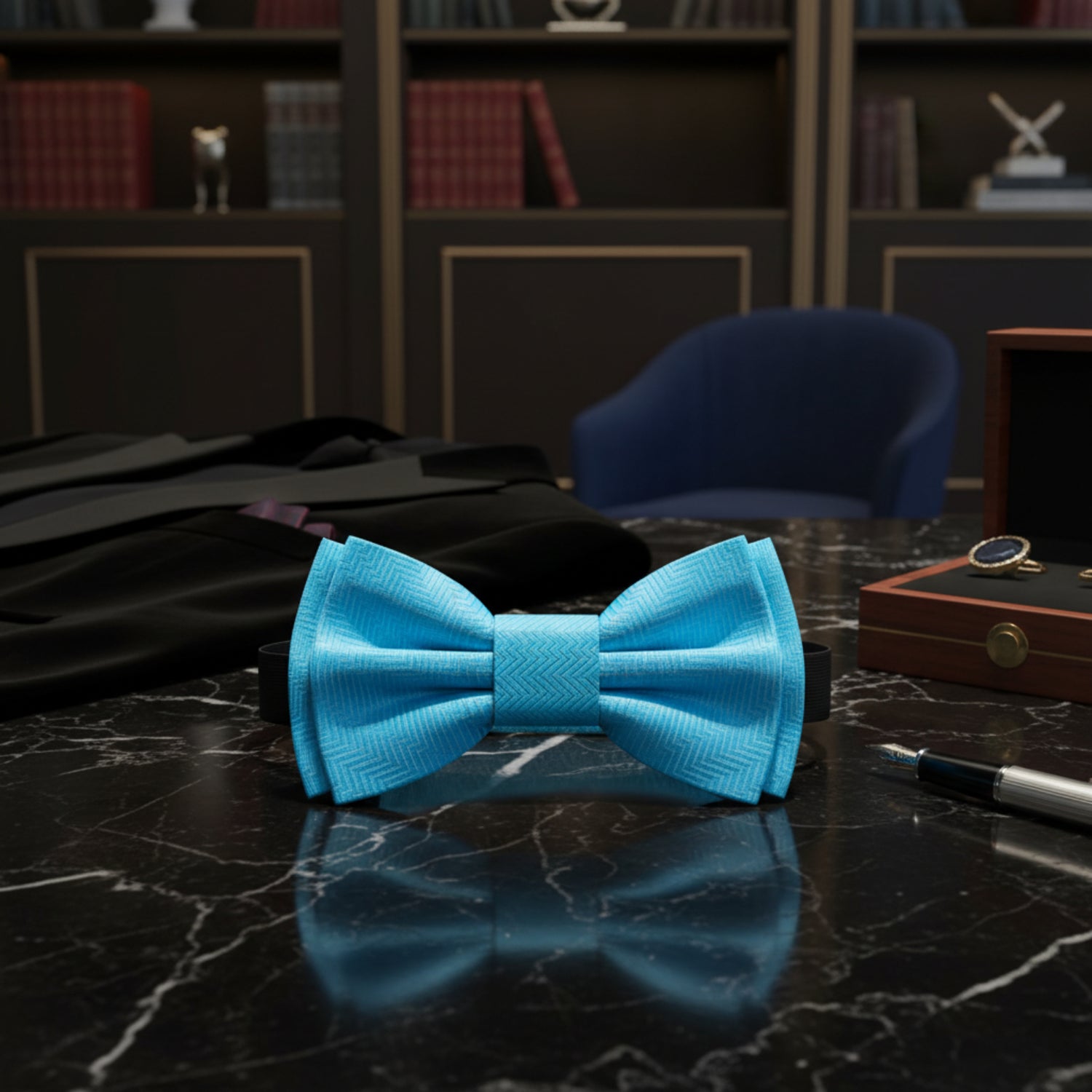 Light Blue Pre Tied Bow Tie 