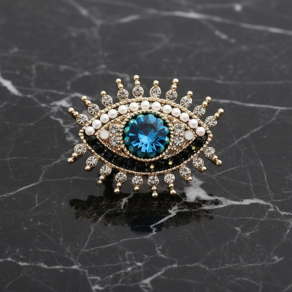Eye Lapel Pin with Clear Stones