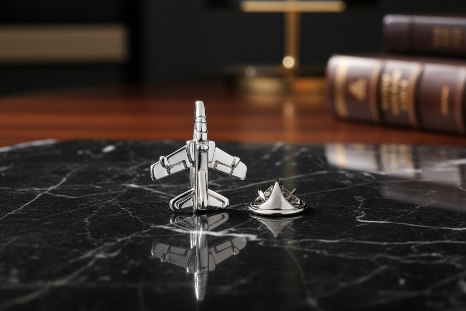 chrome jet lapel pin