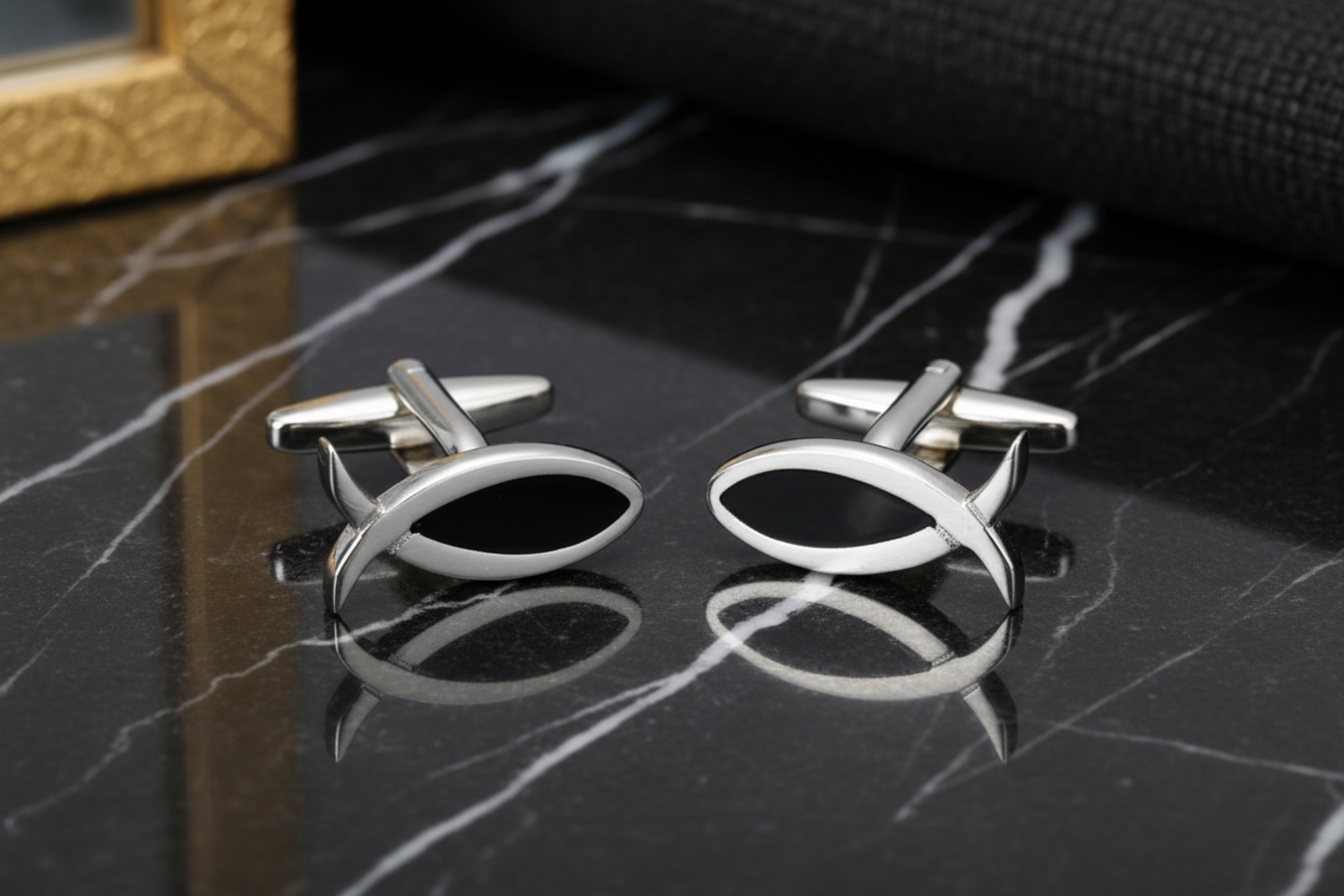 Chrome Fish Cufflinks
