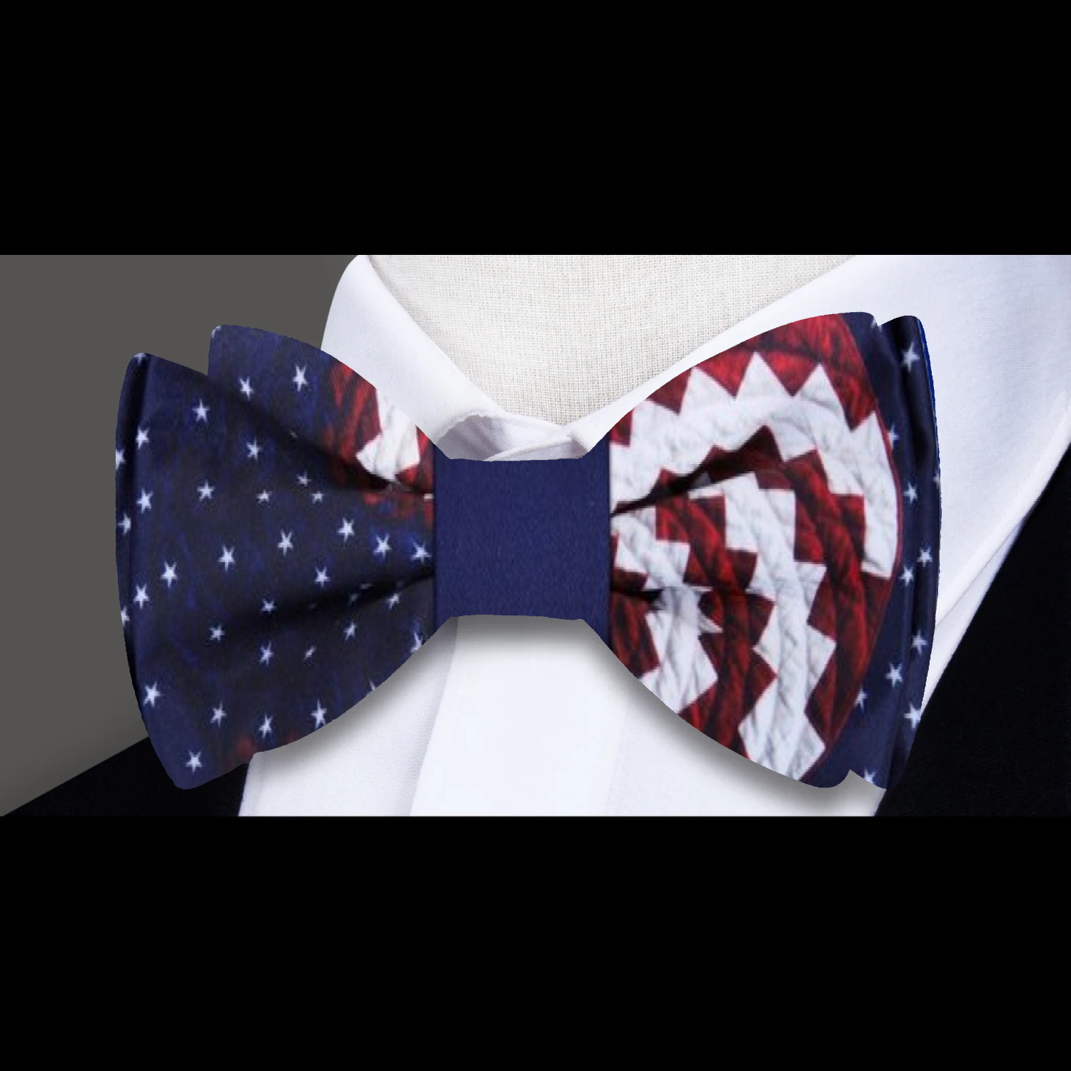 Red, White, Blue American Flag Swirl Bow Tie