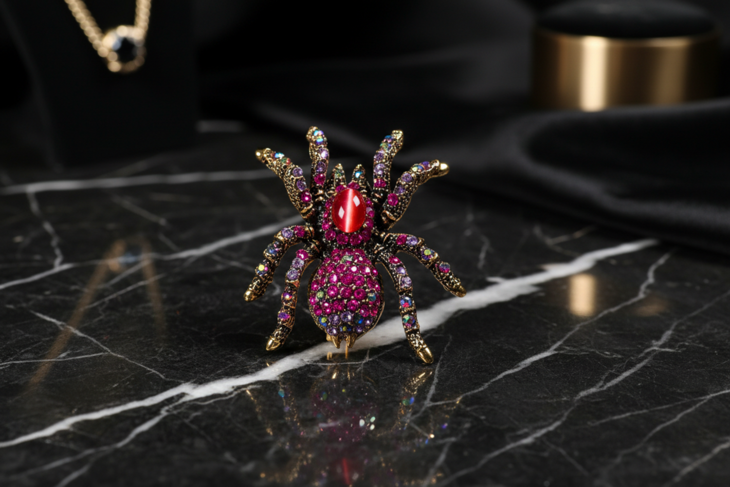 Fuchsia Spider Lapel Pin