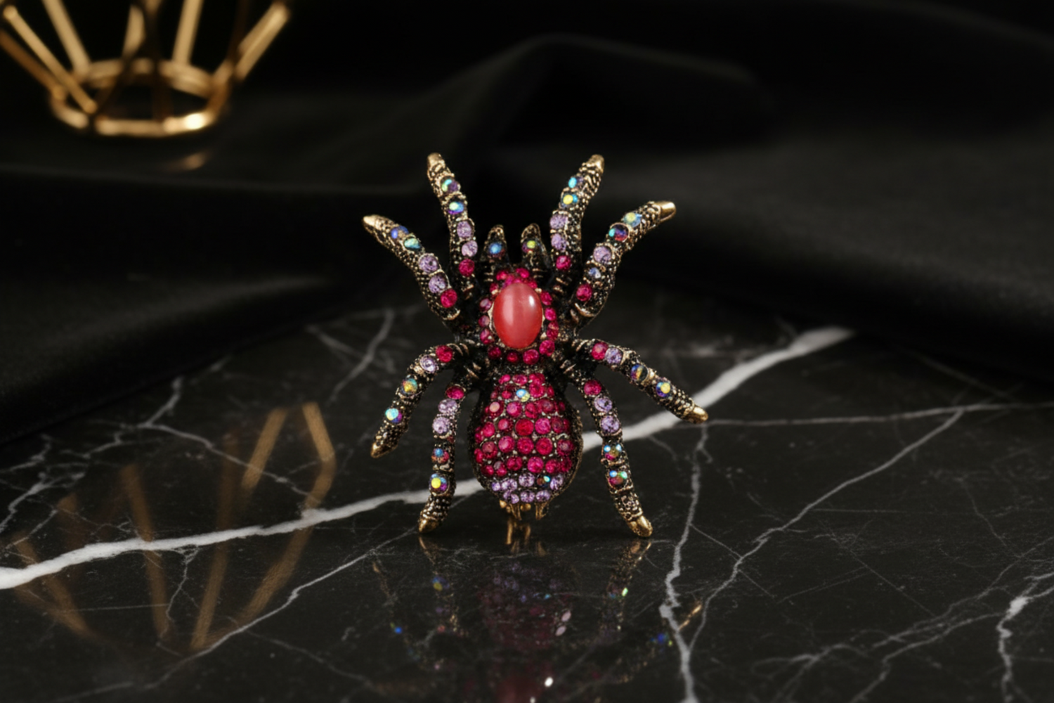 Fuchsia spider lapel pin