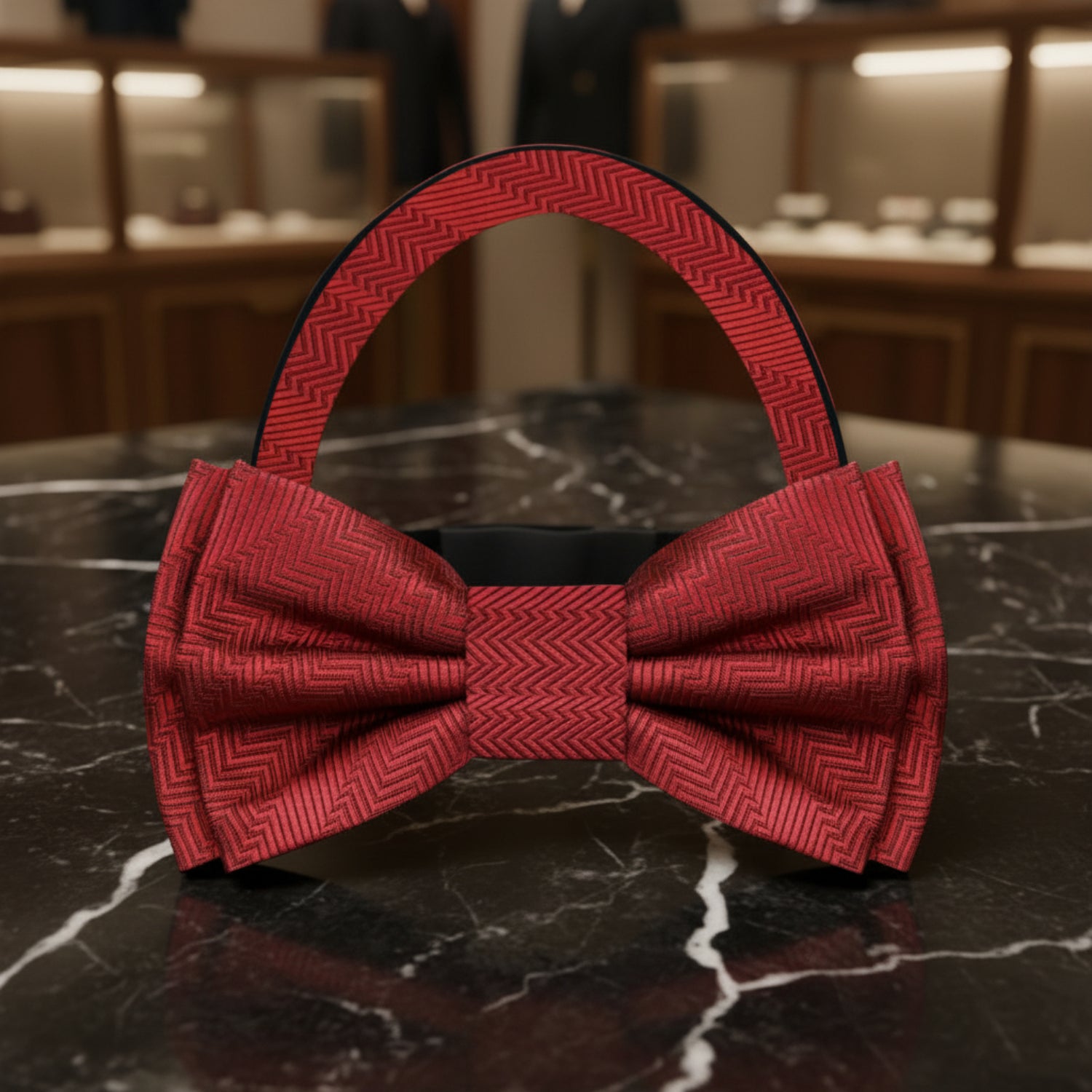 A Garnet Red Solid Pattern Pre Tie Bow Tie