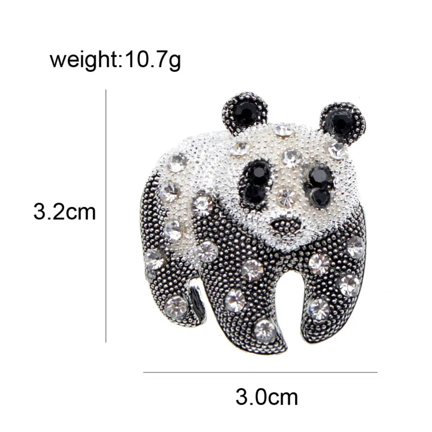Black and White Panda Brooch With Dimensions