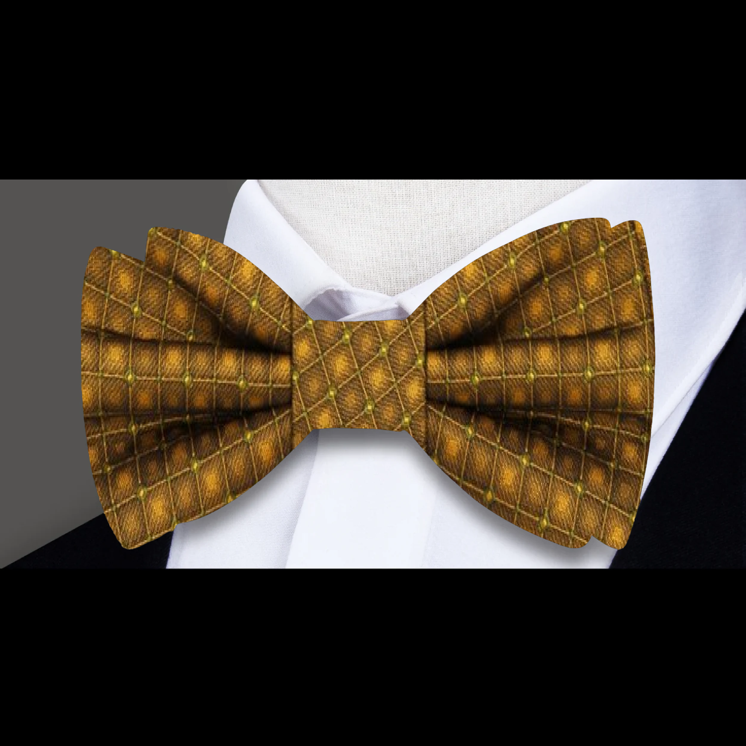 Gold Baseline Check Bow Tie